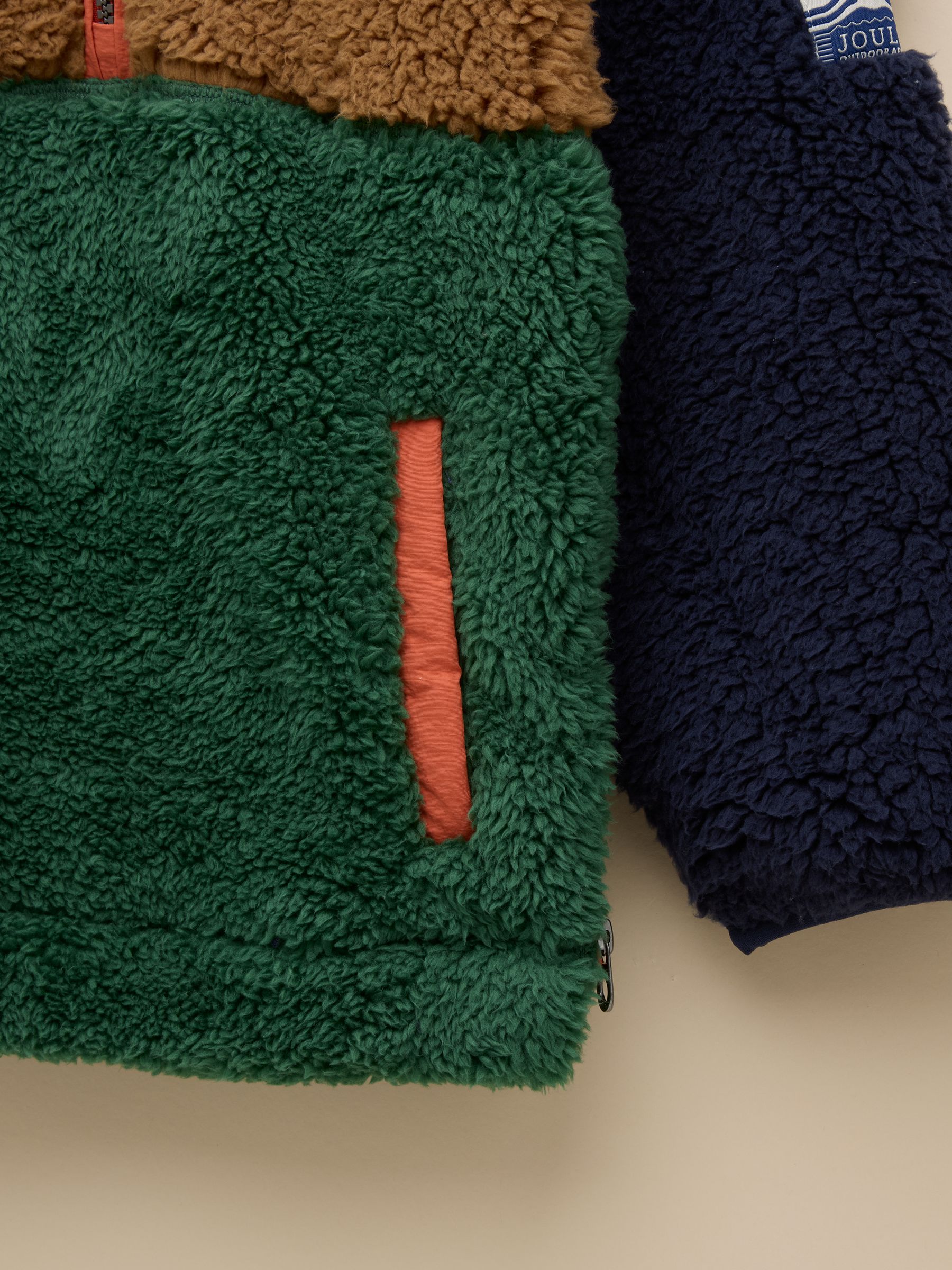 Boys' Billy Green and Tan Colourblock Quarter Zip Fleece - Image 3 of 4