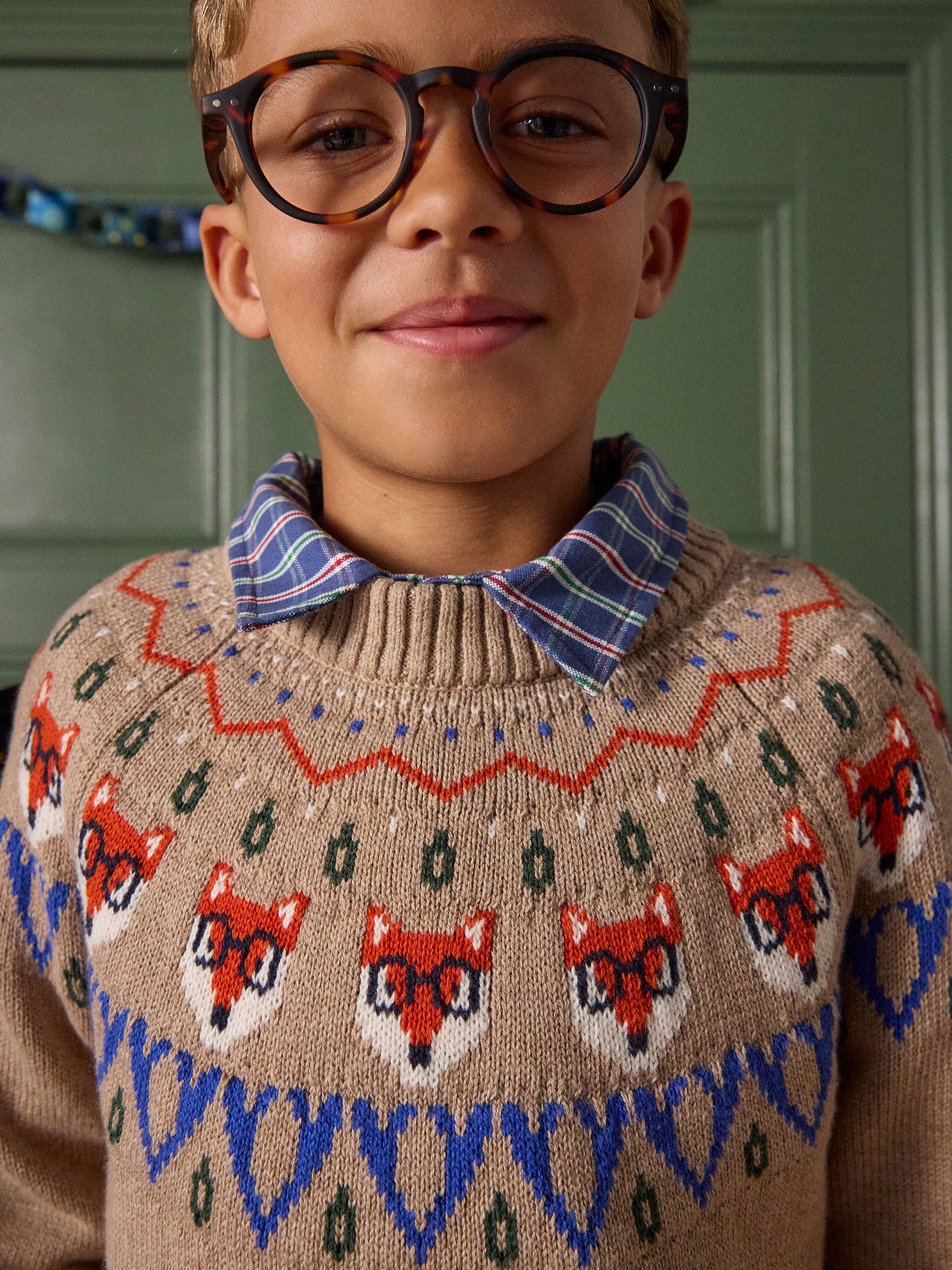 Boys' Fair Isle Oatmeal Jonty Fox Knit Jumper - Image 2 of 6