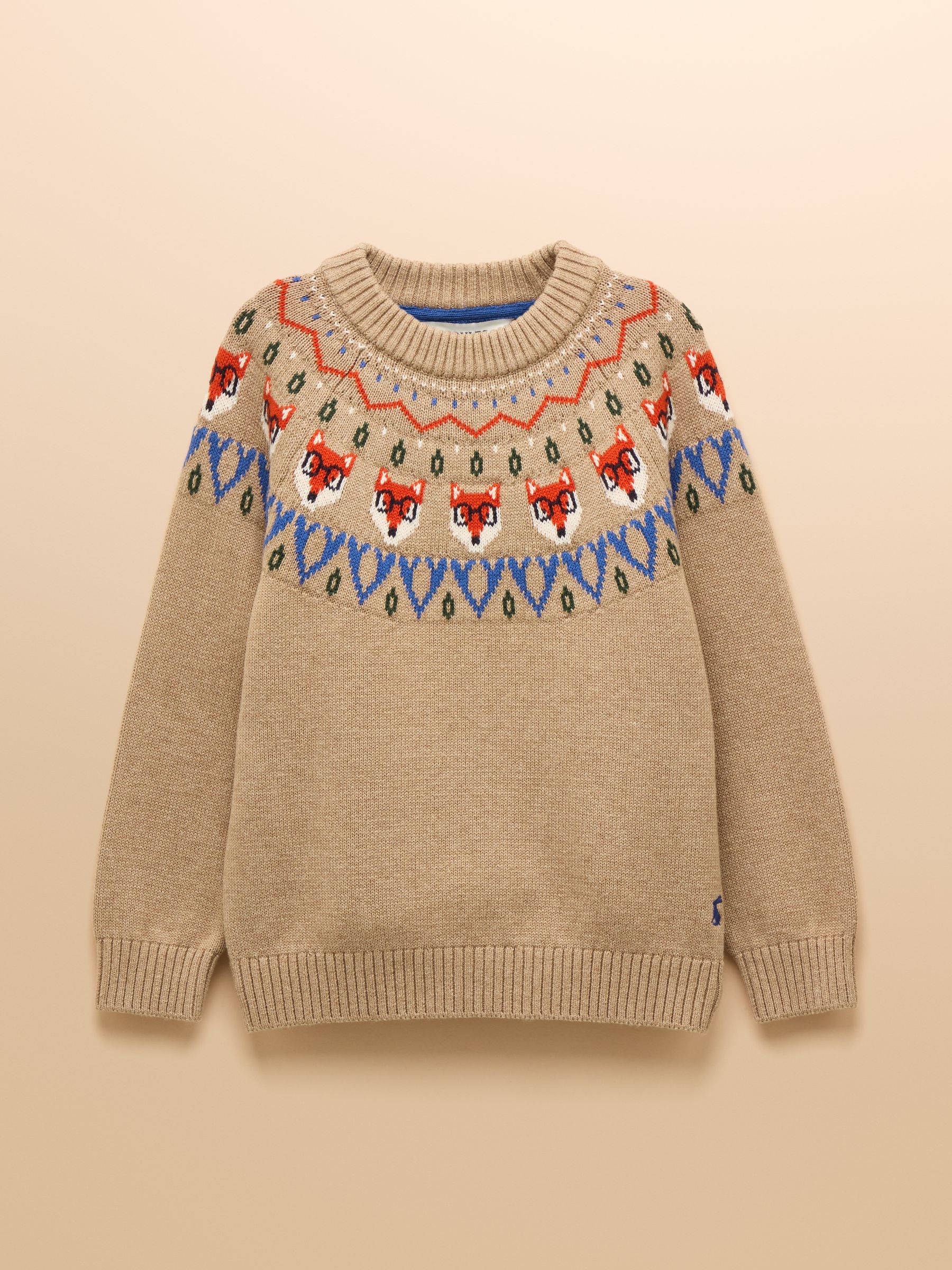 Boys' Fair Isle Oatmeal Jonty Fox Knit Jumper - Image 3 of 6