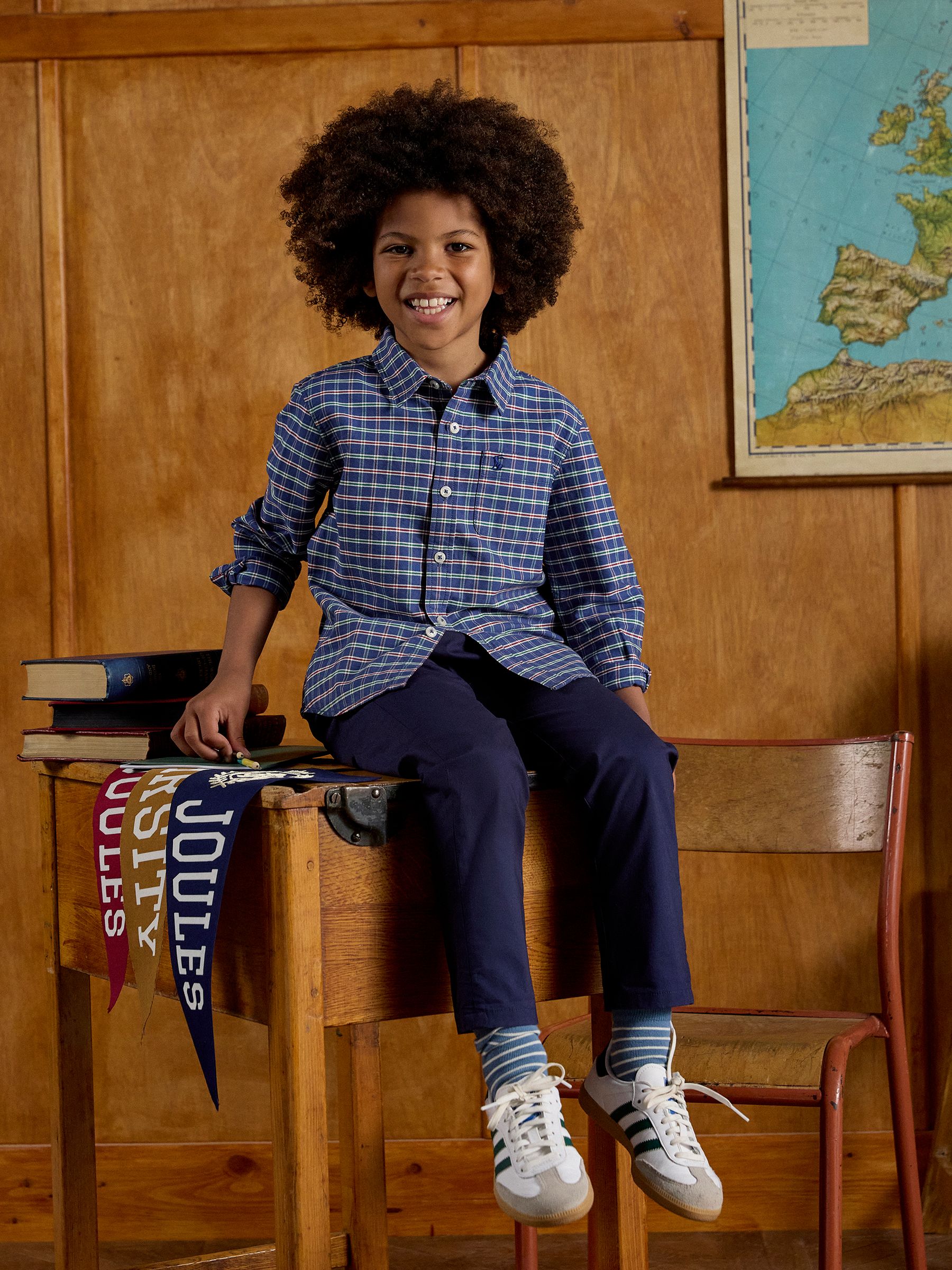 Boys' Welford Blue Checked Cotton Shirt - Image 2 of 7