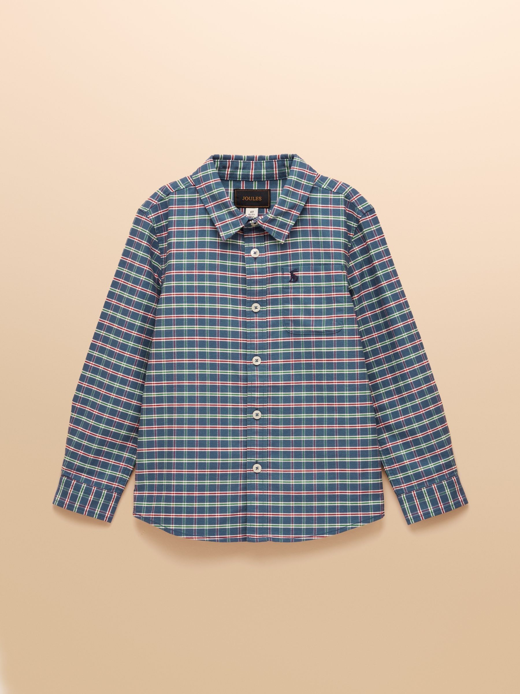 Boys' Welford Blue Checked Cotton Shirt - Image 4 of 7