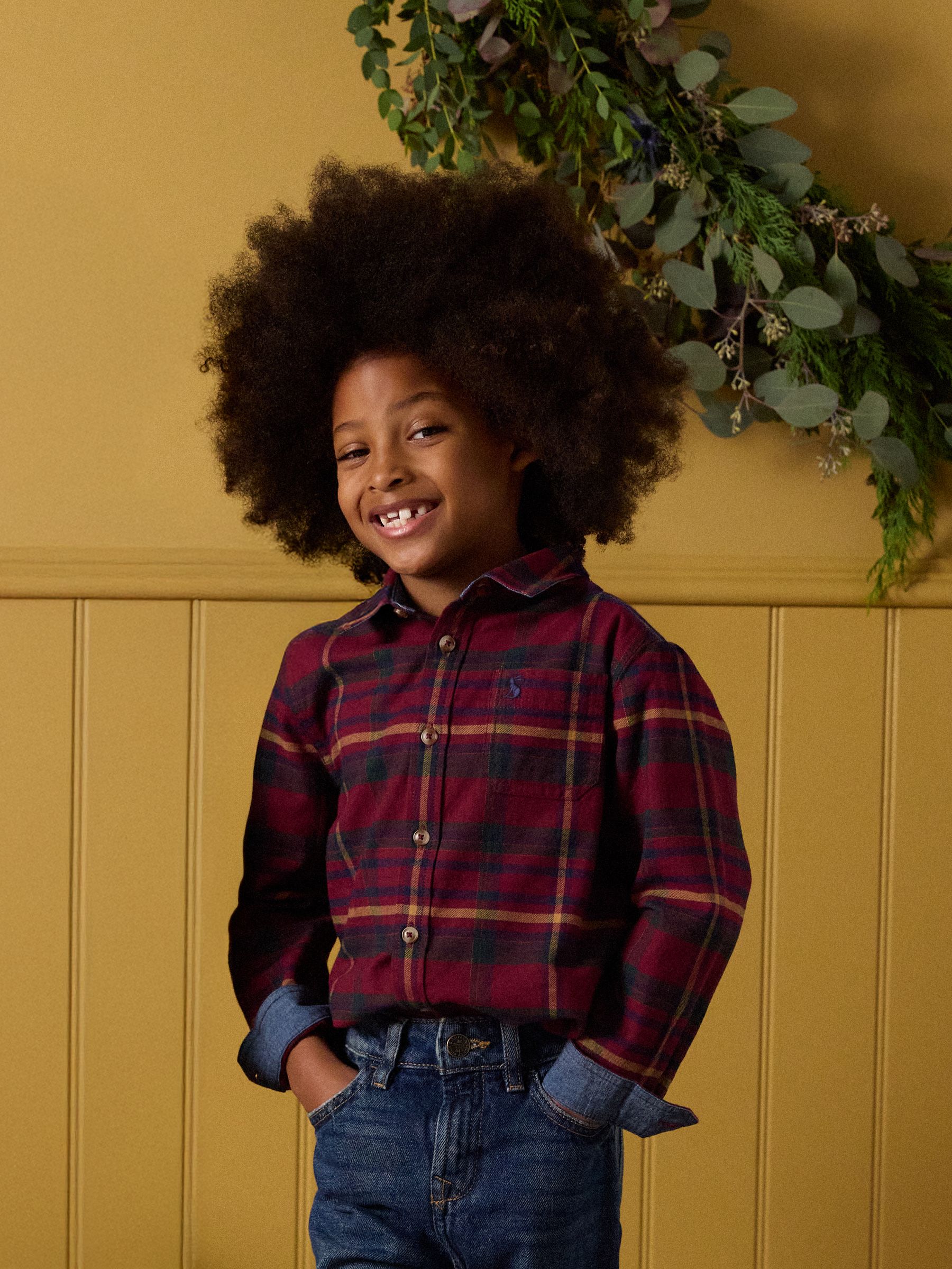 Boys' Brushed Burgundy Flannel Checked Shirt - Image 1 of 7