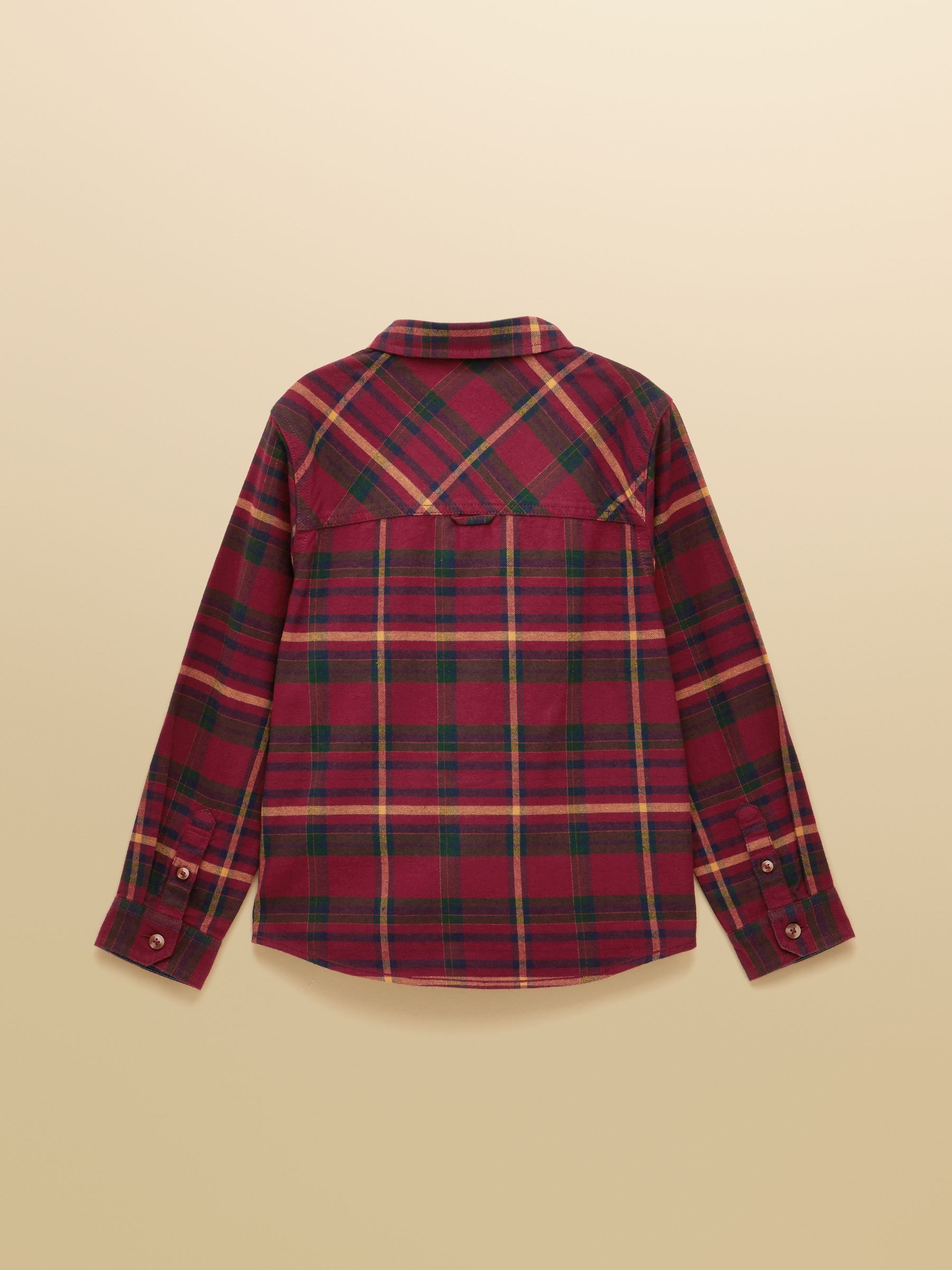Boys' Brushed Burgundy Flannel Checked Shirt - Image 4 of 7