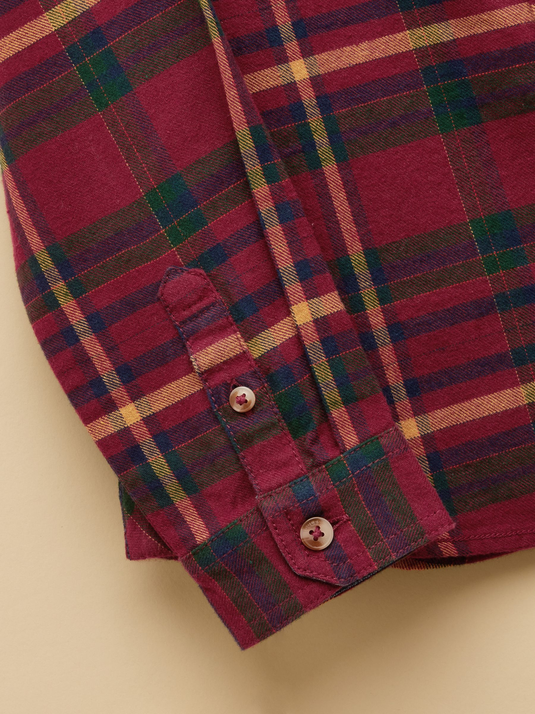 Boys' Brushed Burgundy Flannel Checked Shirt - Image 5 of 7