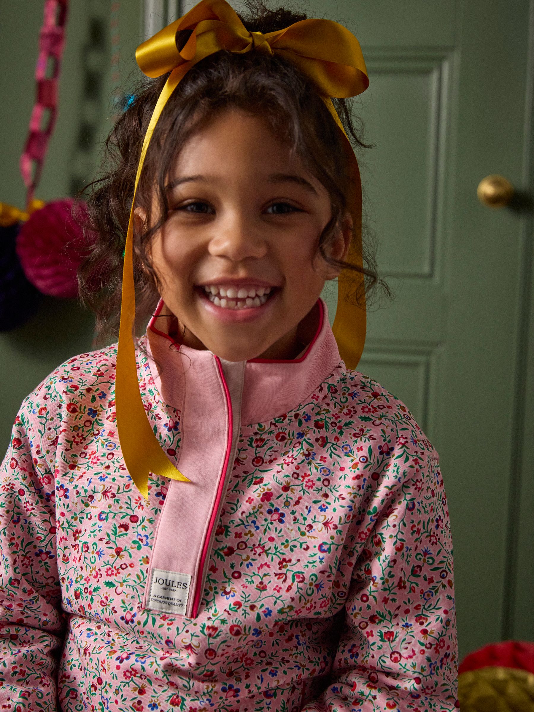 Girls' Burnham Pink Floral Funnel Neck Sweatshirt - Image 2 of 7