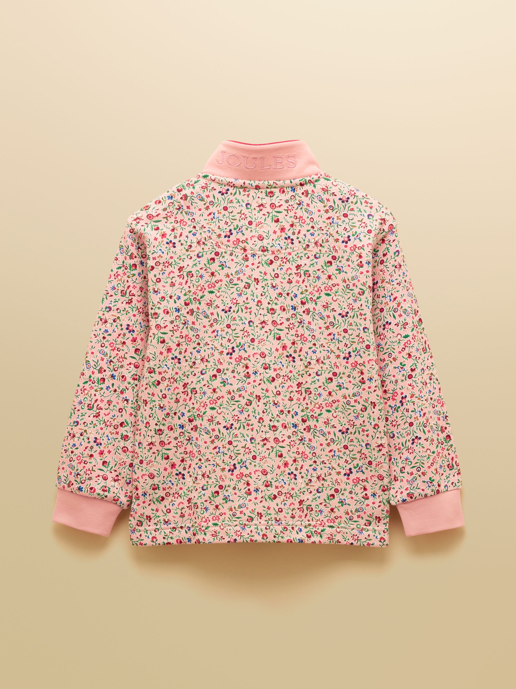 Girls' Burnham Pink Floral Funnel Neck Sweatshirt - Image 4 of 7