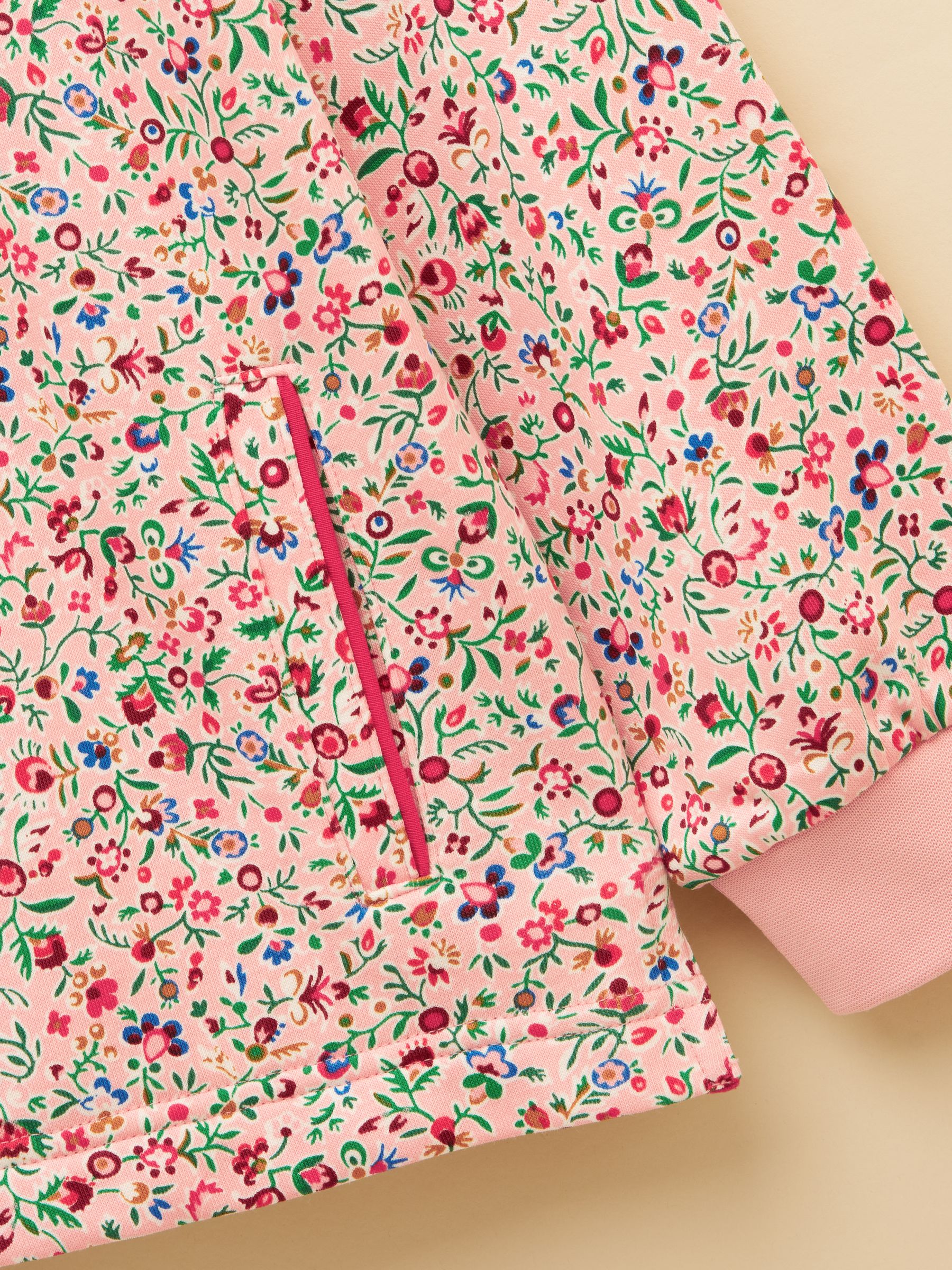 Girls' Burnham Pink Floral Funnel Neck Sweatshirt - Image 5 of 7