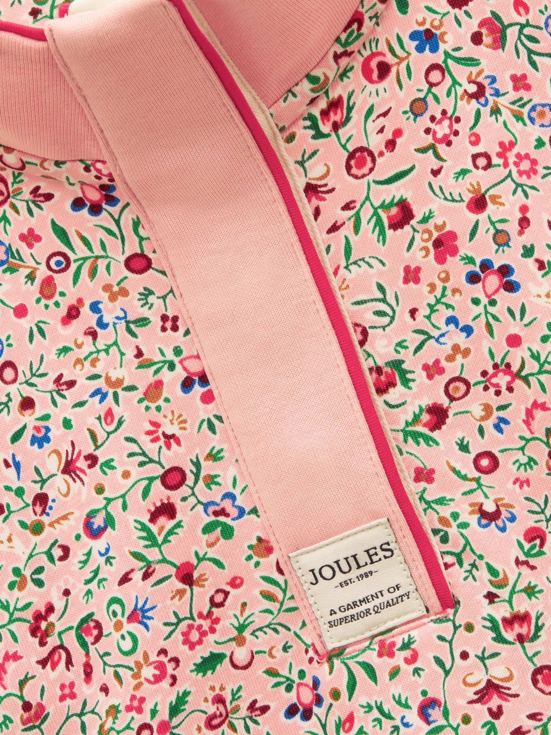 Girls' Burnham Pink Floral Funnel Neck Sweatshirt - Image 6 of 7