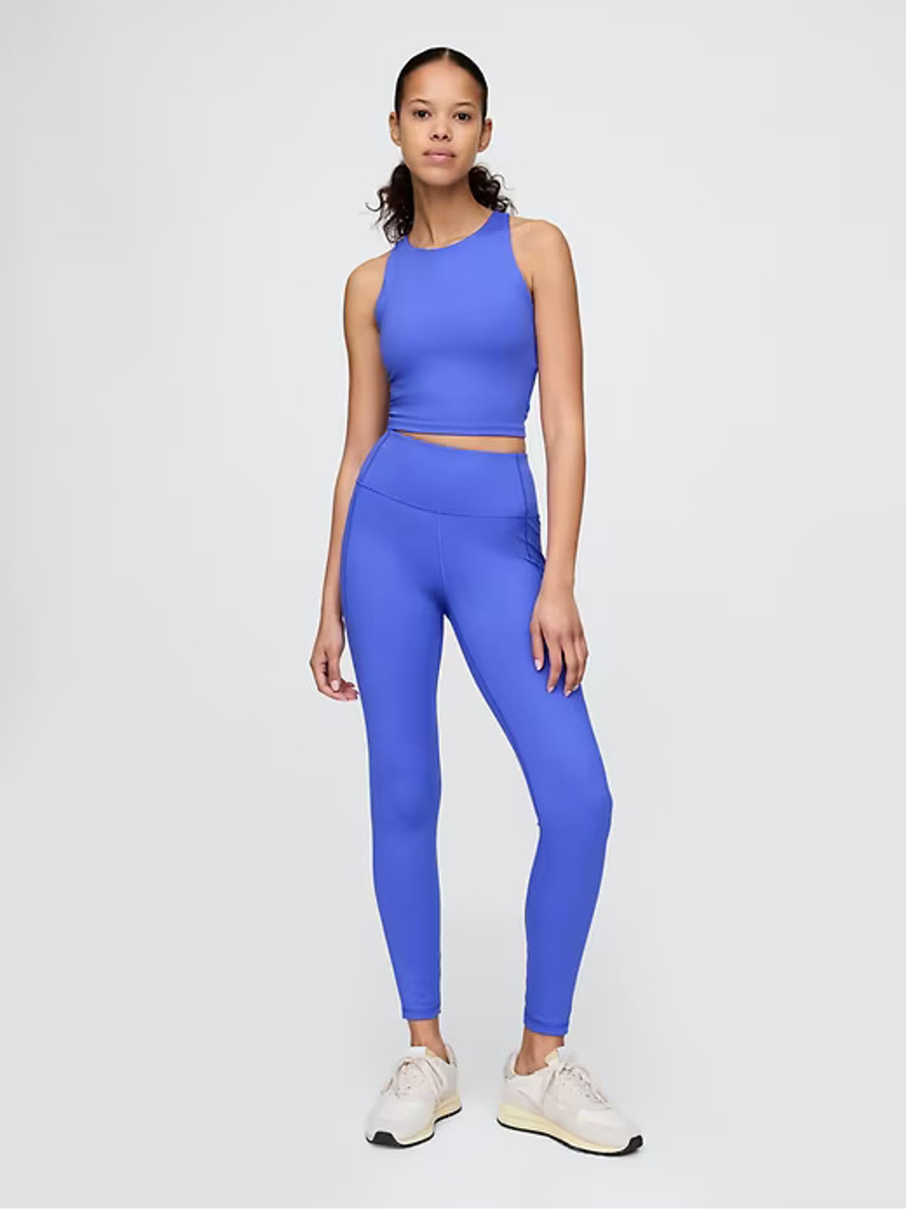 Blue Cropped Sports Bra Tank Top - Image 3 of 7