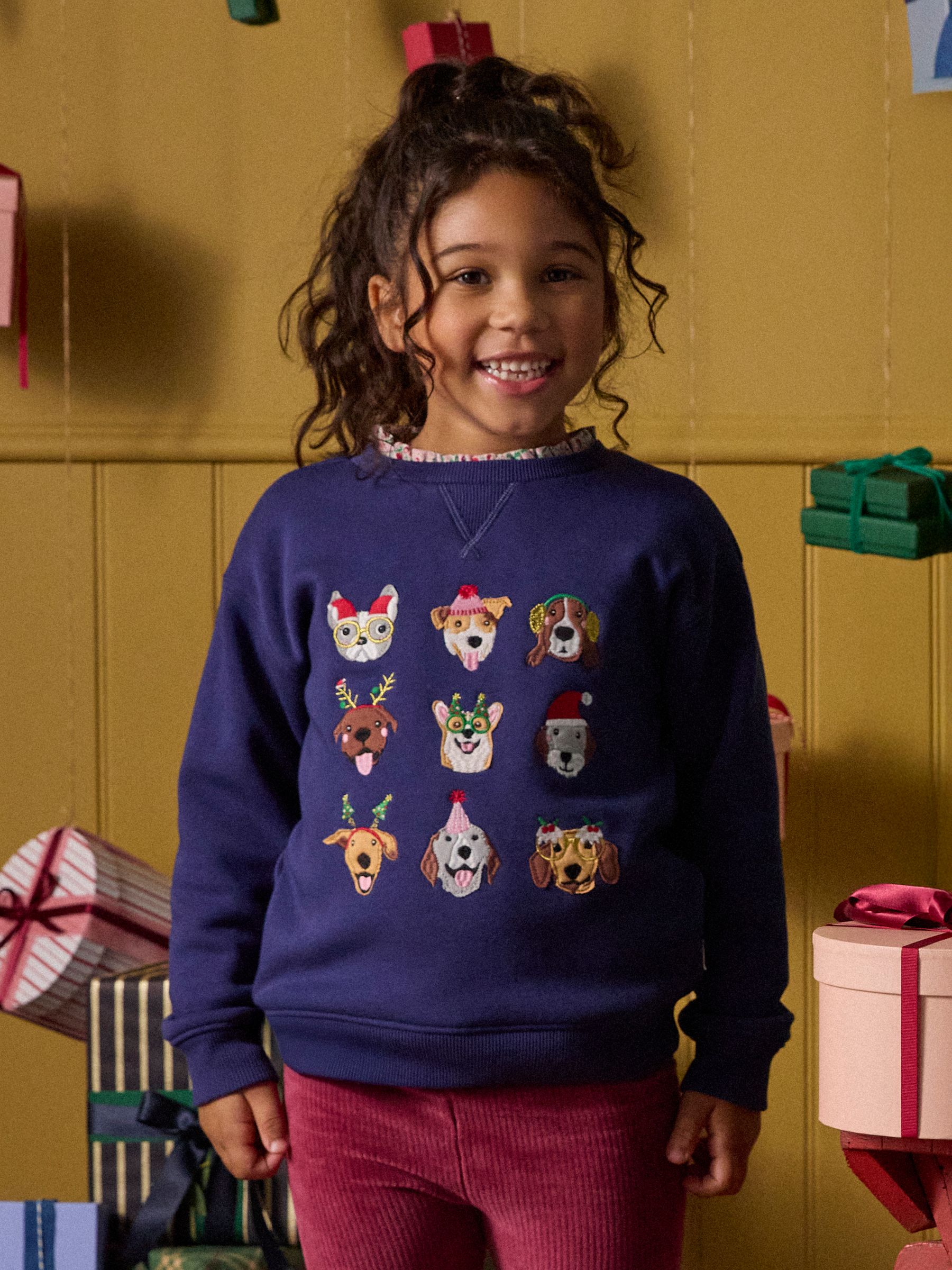 Kids' Mackenzie Navy Blue Sweatshirt With Faux Faur Lining - Image 1 of 6