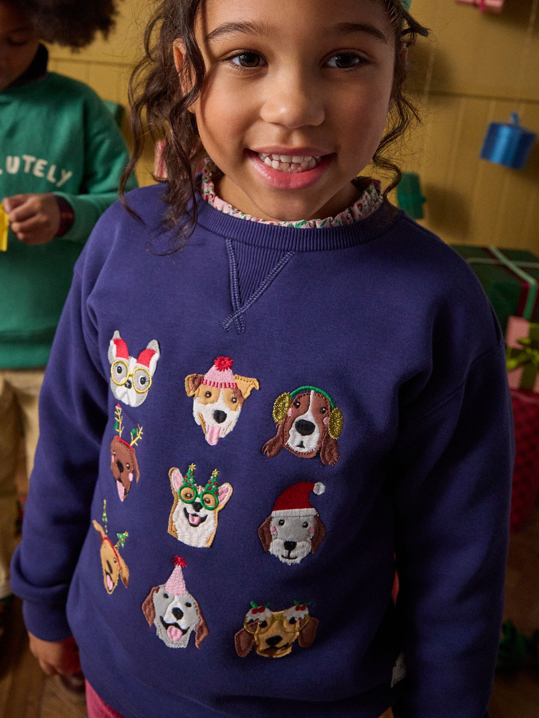 Kids' Mackenzie Navy Blue Sweatshirt With Faux Faur Lining - Image 2 of 6