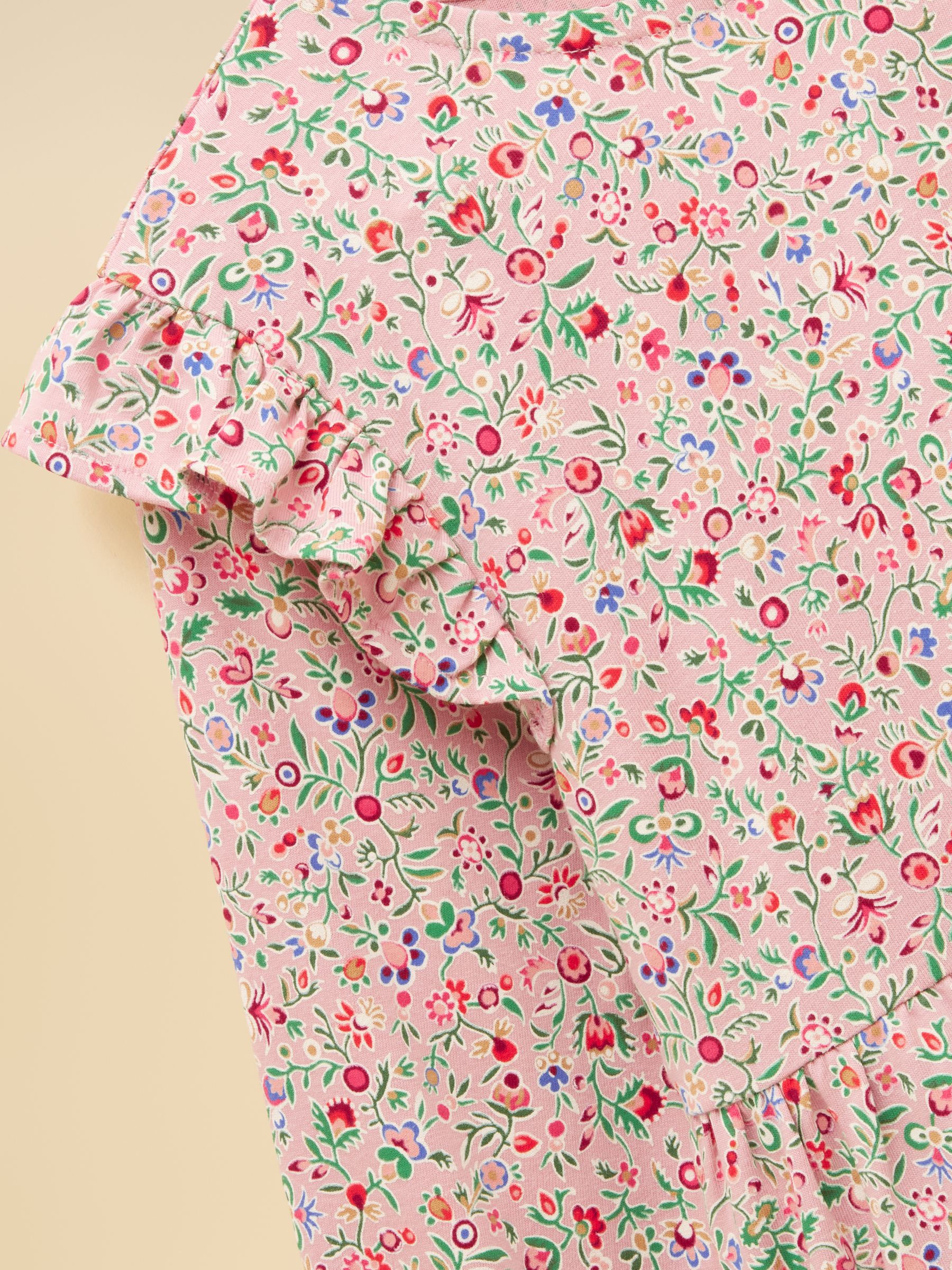 Girls' Evie Pink Long Sleeve Tiered Jersey Dress - Image 3 of 5