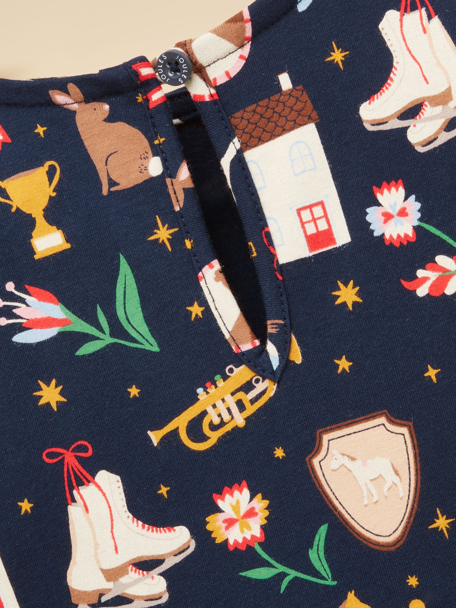 Girls' Evie Navy Long Sleeve Tiered Jersey Dress - Image 7 of 7