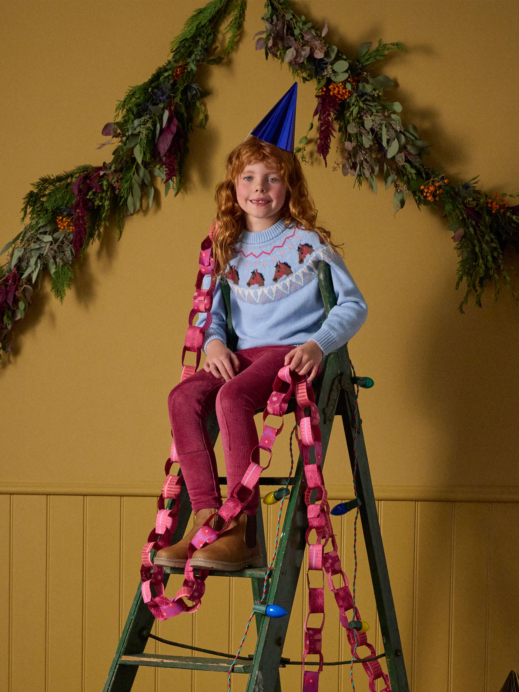 Girls' Fair Isle Blue Horse Knitted Jumper - Image 2 of 6