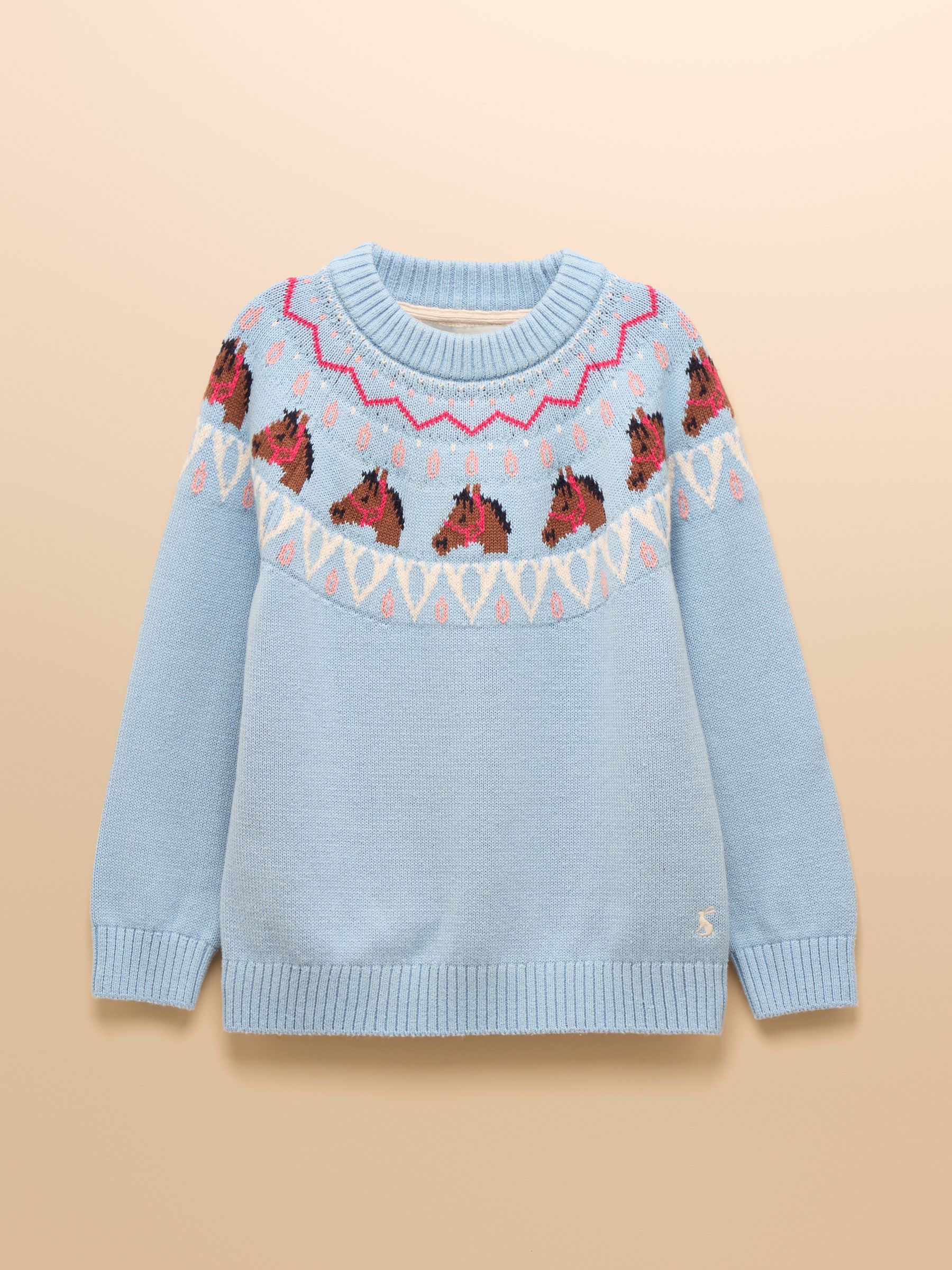 Girls' Fair Isle Blue Horse Knitted Jumper - Image 3 of 6