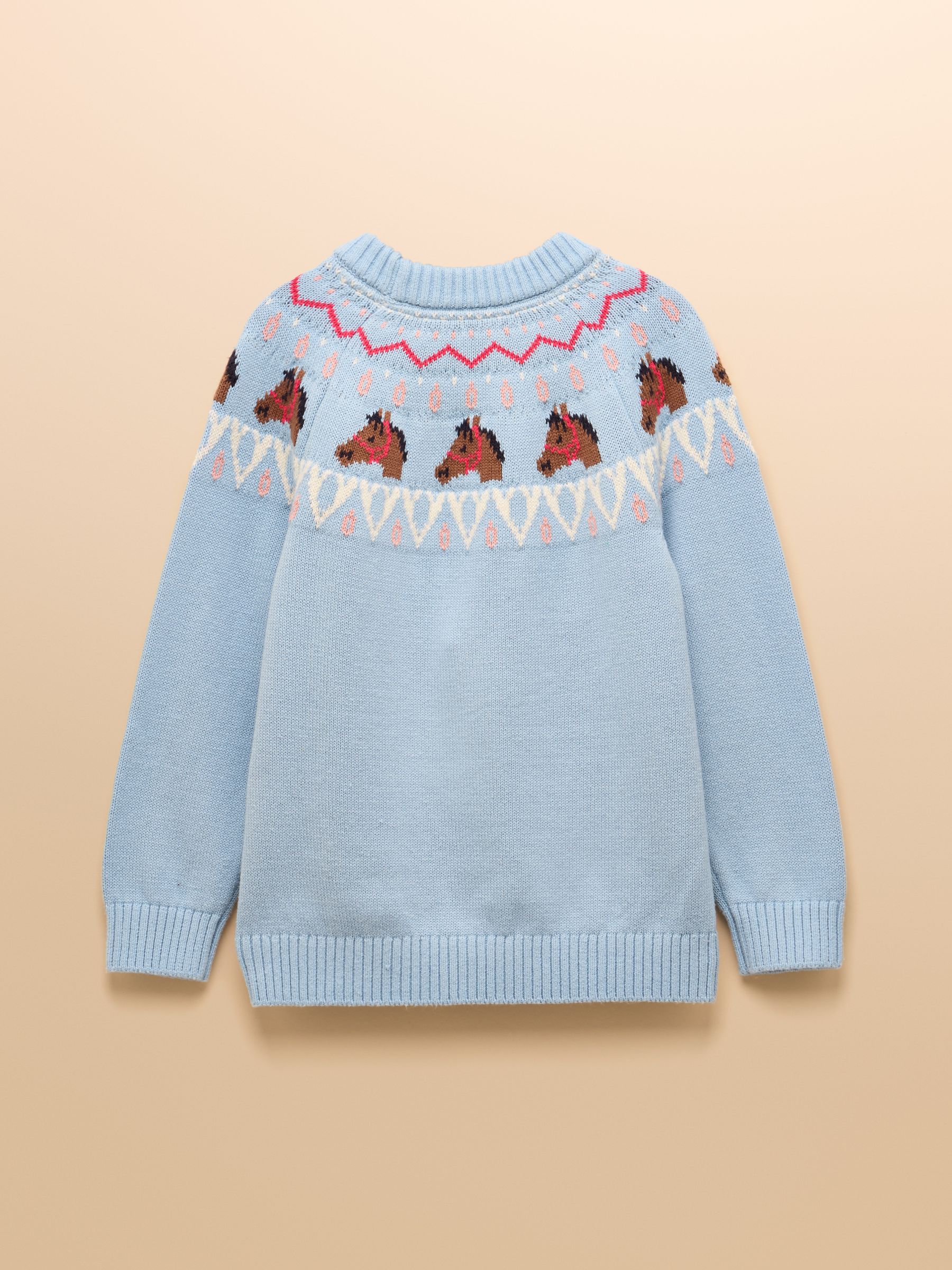 Girls' Fair Isle Blue Horse Knitted Jumper - Image 4 of 6