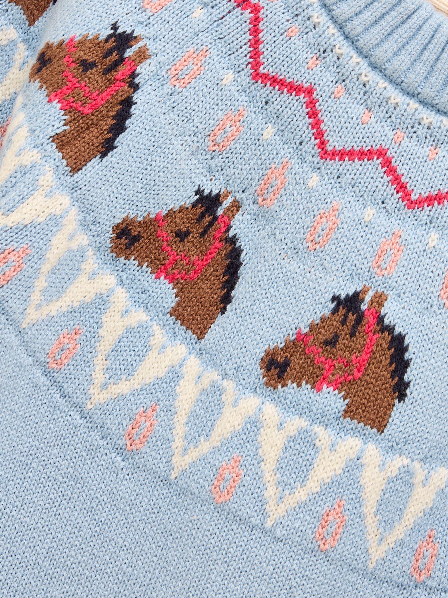 Girls' Fair Isle Blue Horse Knitted Jumper - Image 4 of 4