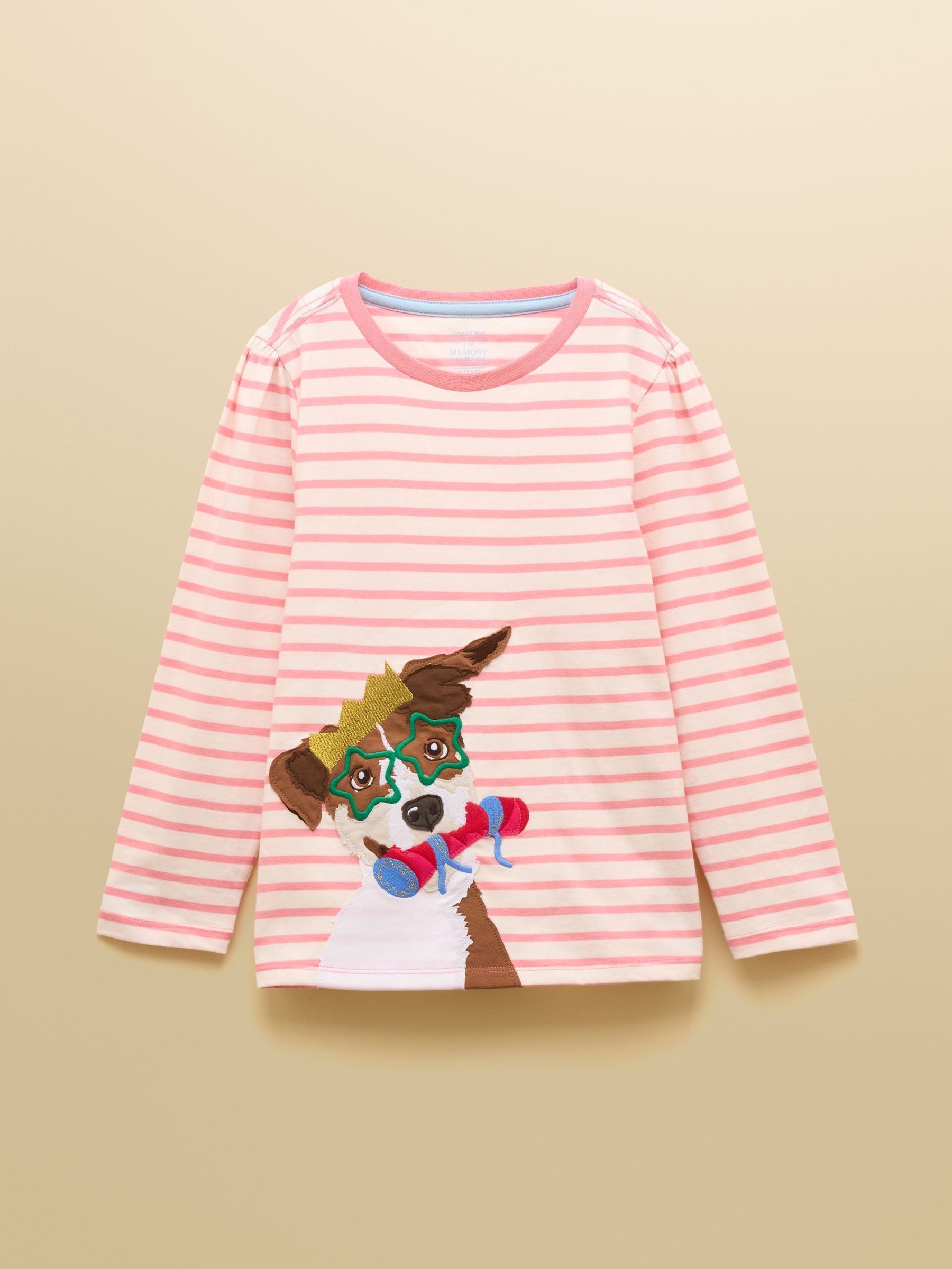 Girls' Ava Pink Stripe Dog Applique Long Sleeve Top - Image 3 of 6