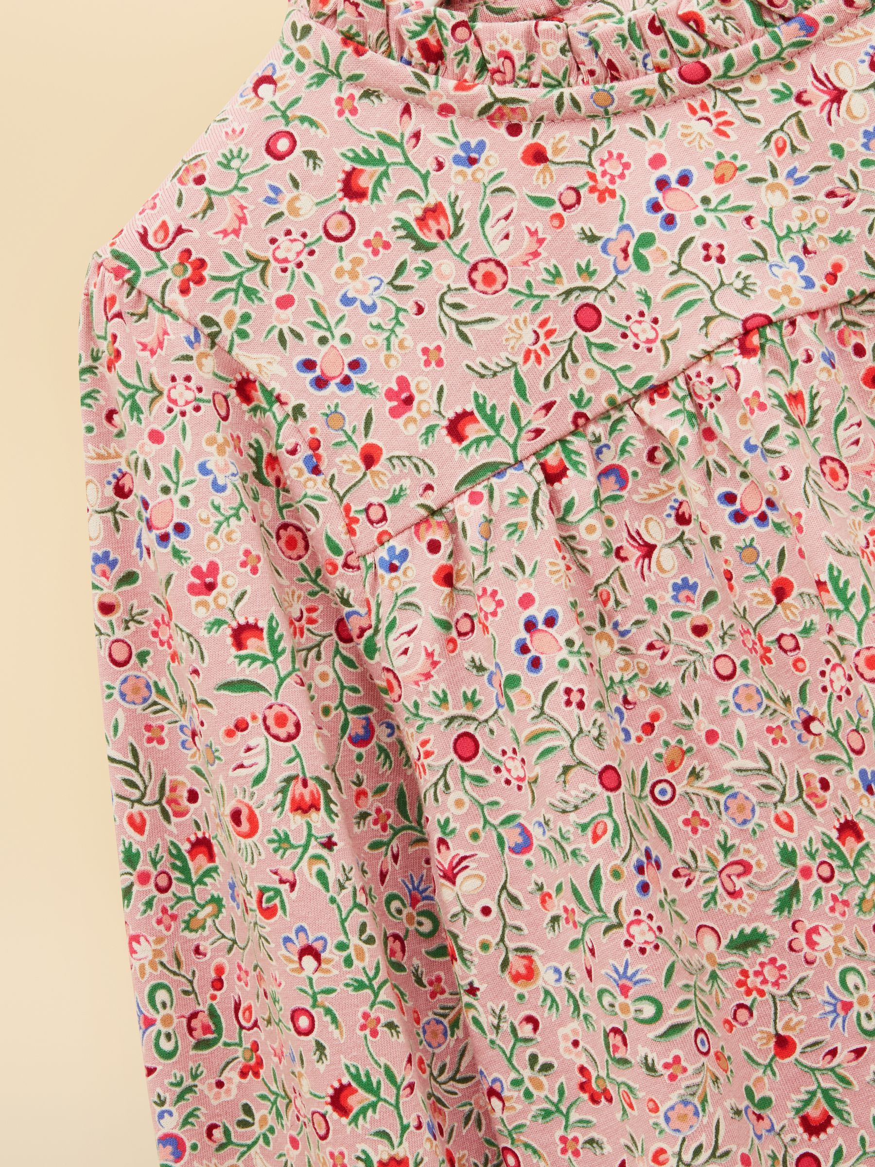 Girls' Flutter Pink Ditsy Long Sleeve Cotton Top - Image 3 of 5