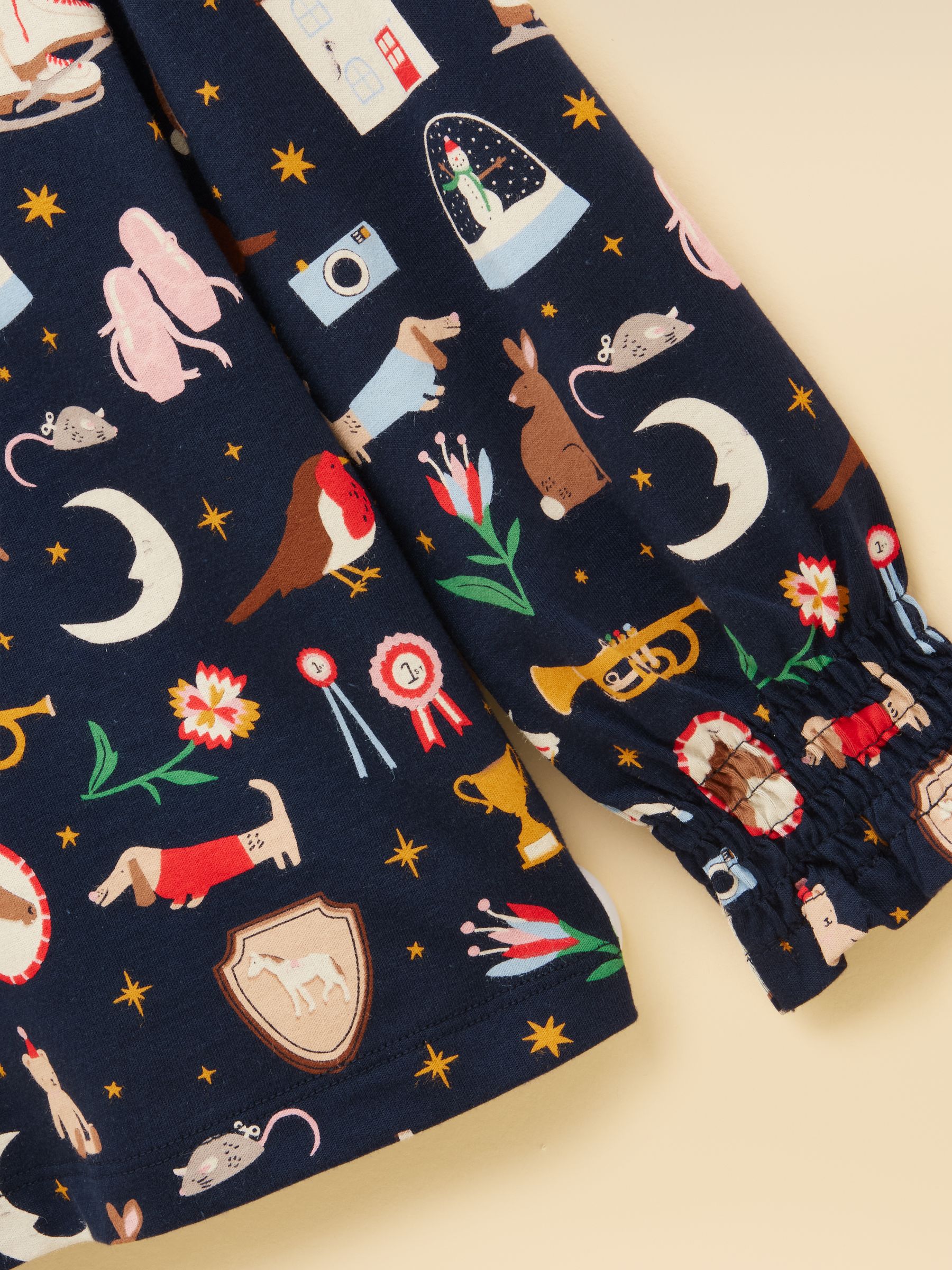 Girls' Flutter Navy Blue Long Sleeve Cotton Top - Image 3 of 5