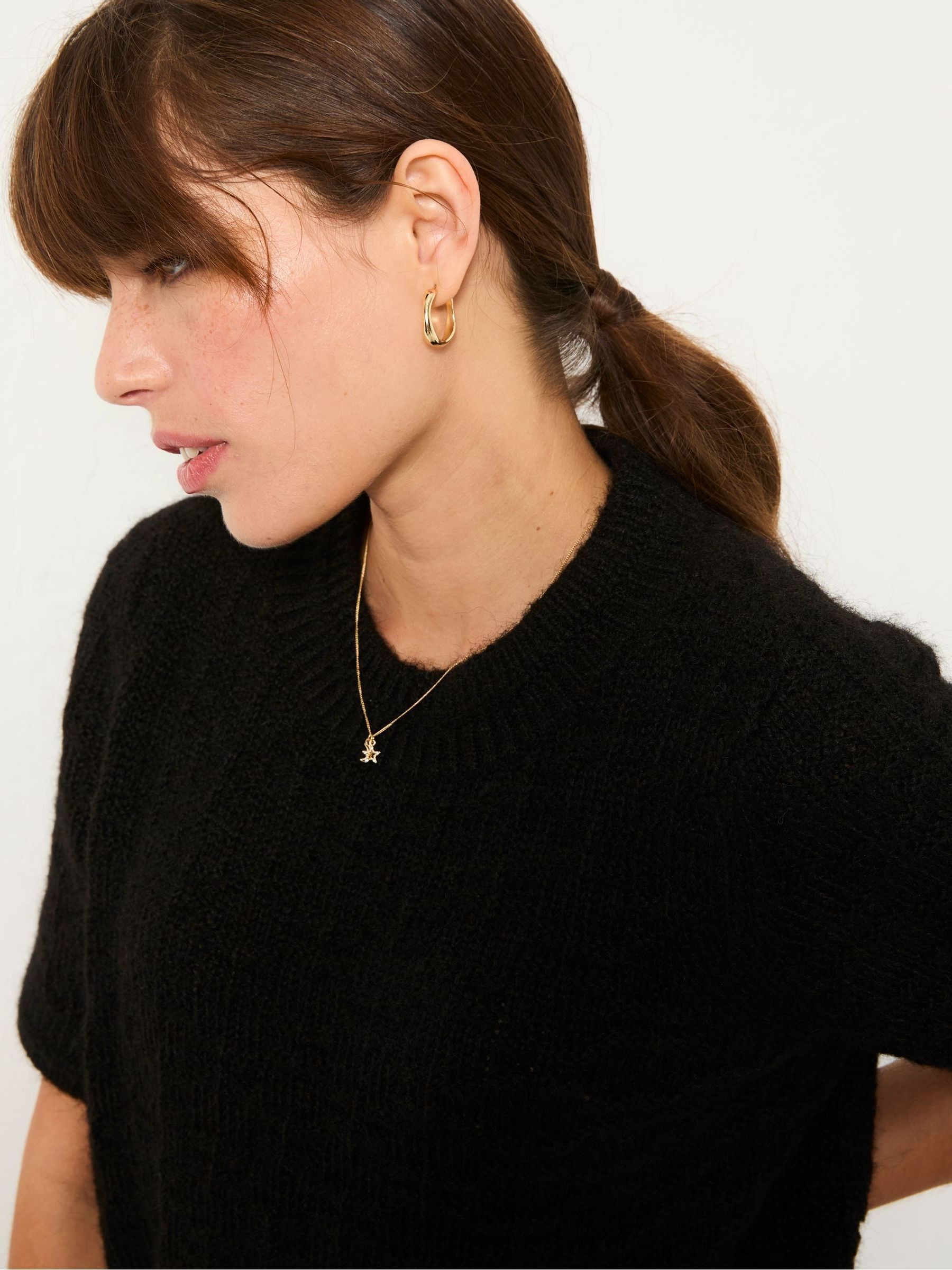 Keira Black Fluffy Short Sleeve Knitted T Shirt - Image 2 of 5