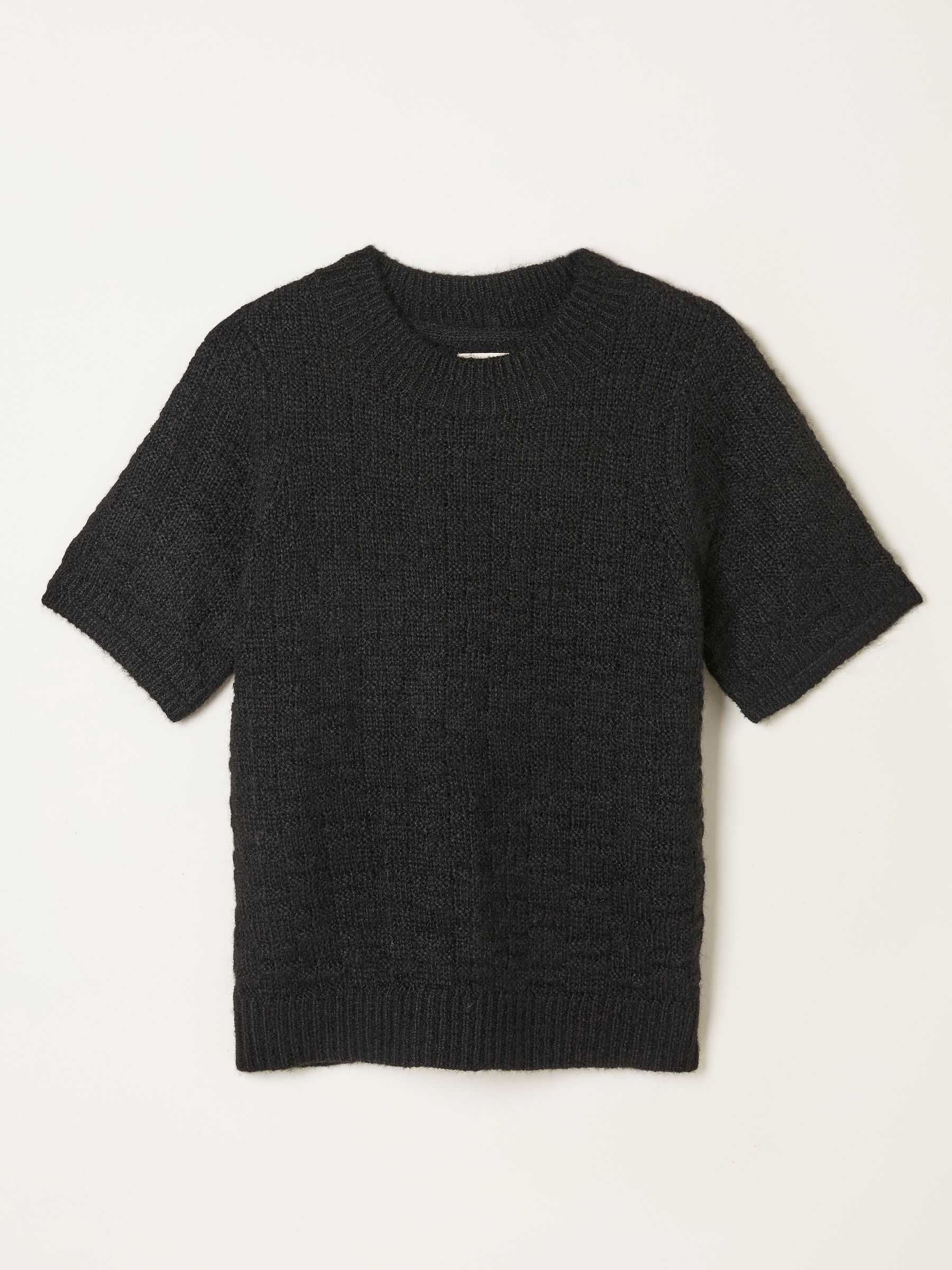 Keira Black Fluffy Short Sleeve Knitted T Shirt - Image 5 of 5