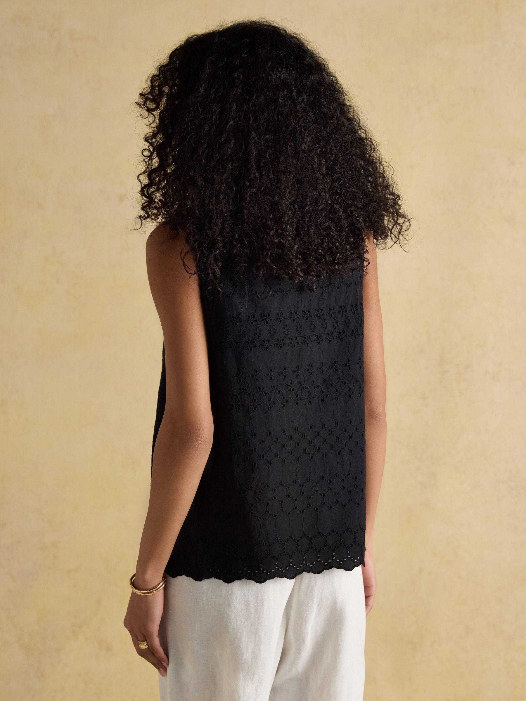 Cove Black Cotton Broderie Sleeveless Top - Image 2 of 6