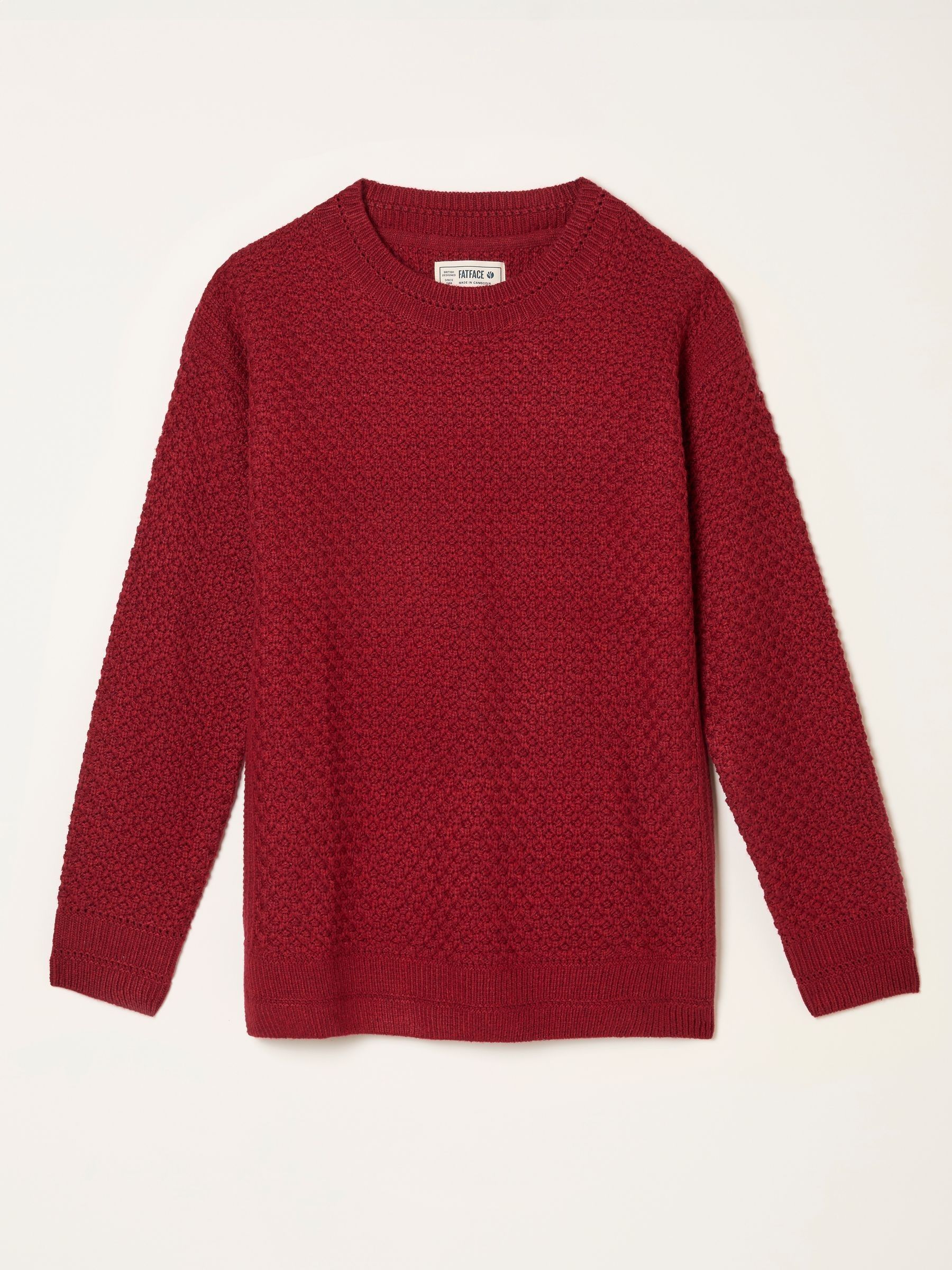 Ella Cherry Red Textured Knitted Jumper - Image 6 of 6