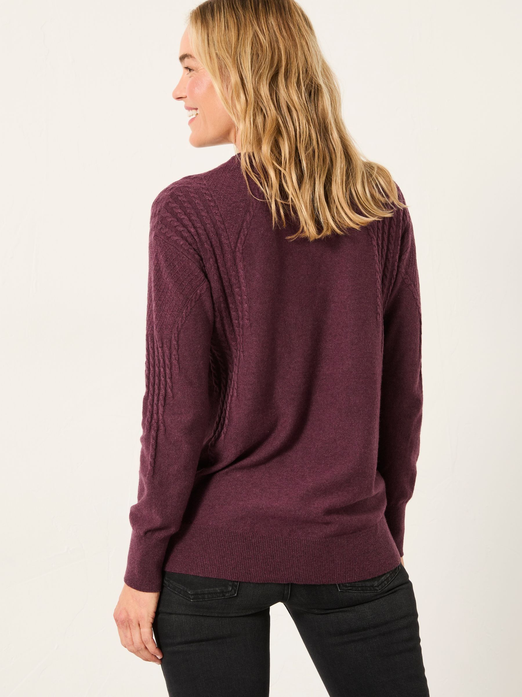 Delphine Dusky Purple Fine Gauge V Neck Jumper - Image 2 of 6