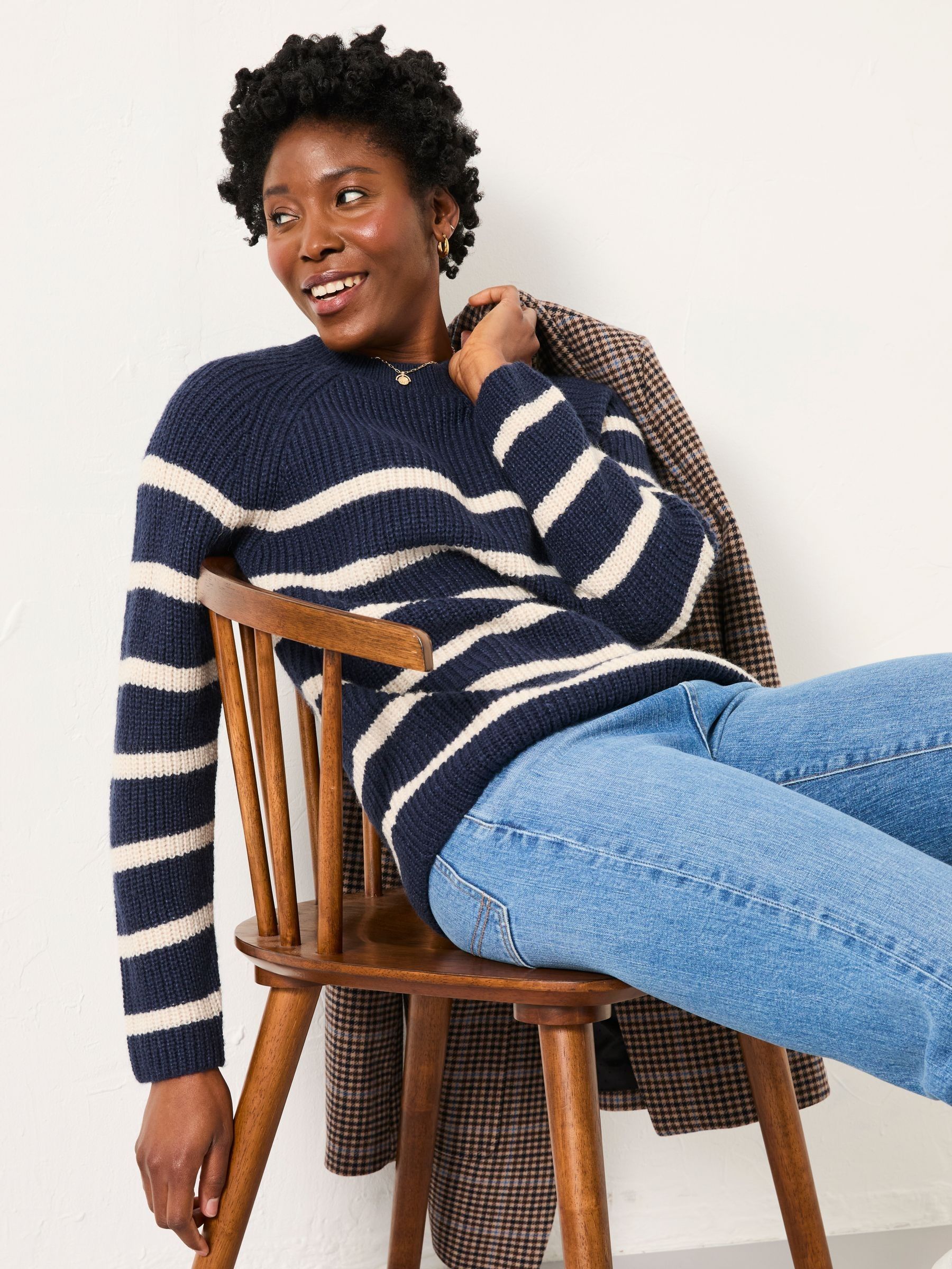 Navy Breton Stripe Knitted Jumper FatFace