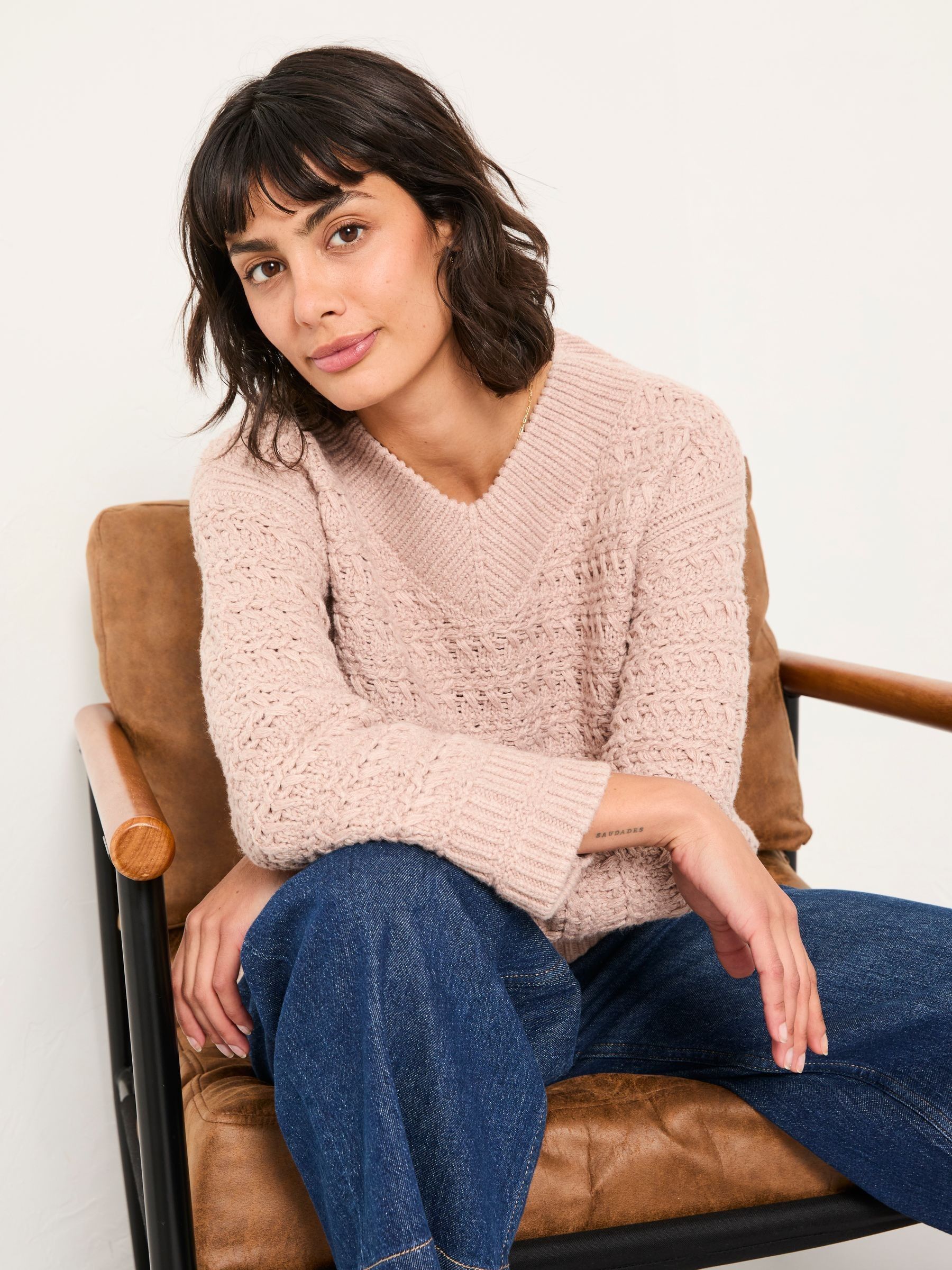 Stella Natural V Neck Knitted Jumper - Image 4 of 6