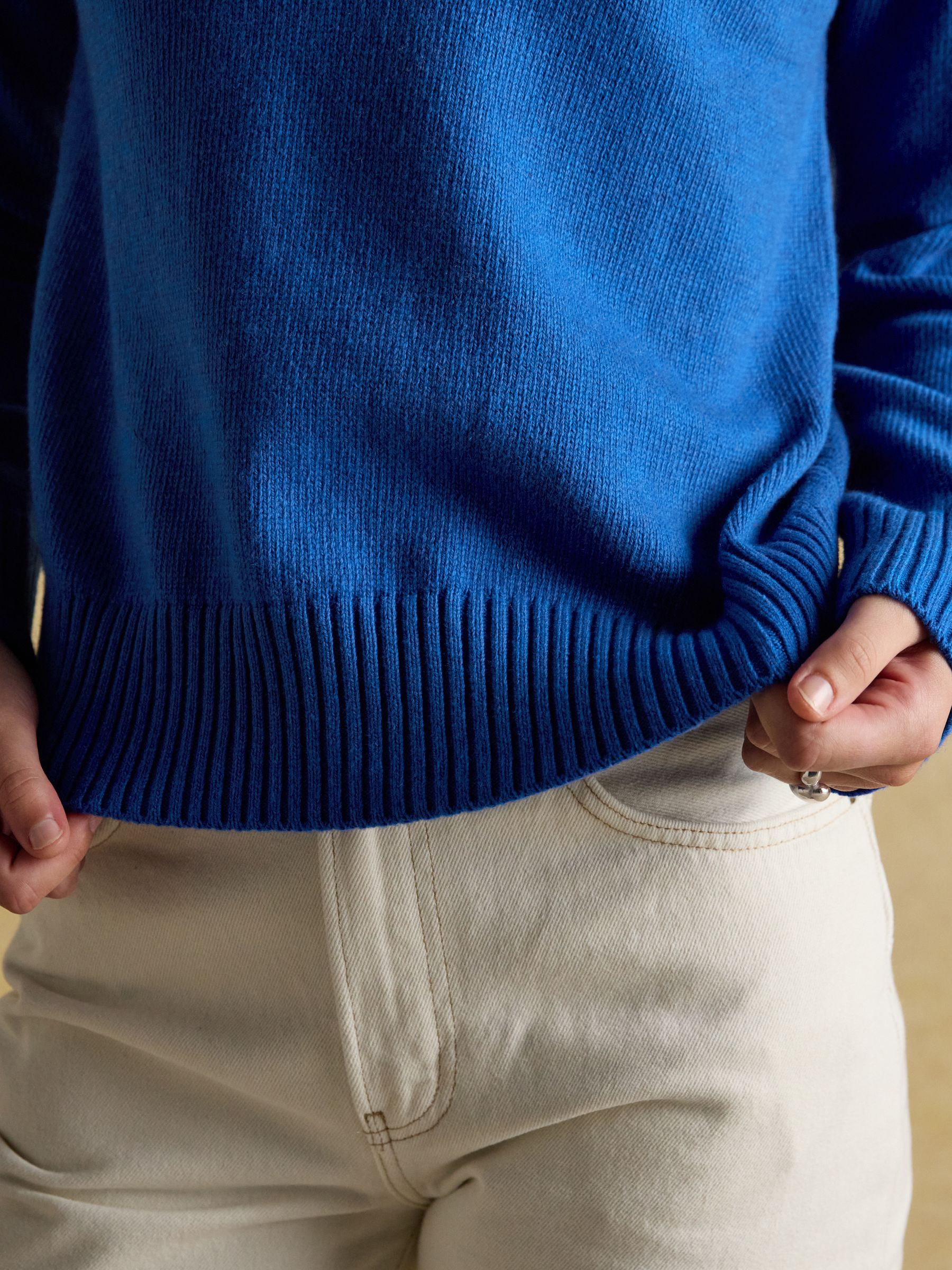 Alba Blue Fair Isle High Neck Cotton-Blend Jumper - Image 5 of 7