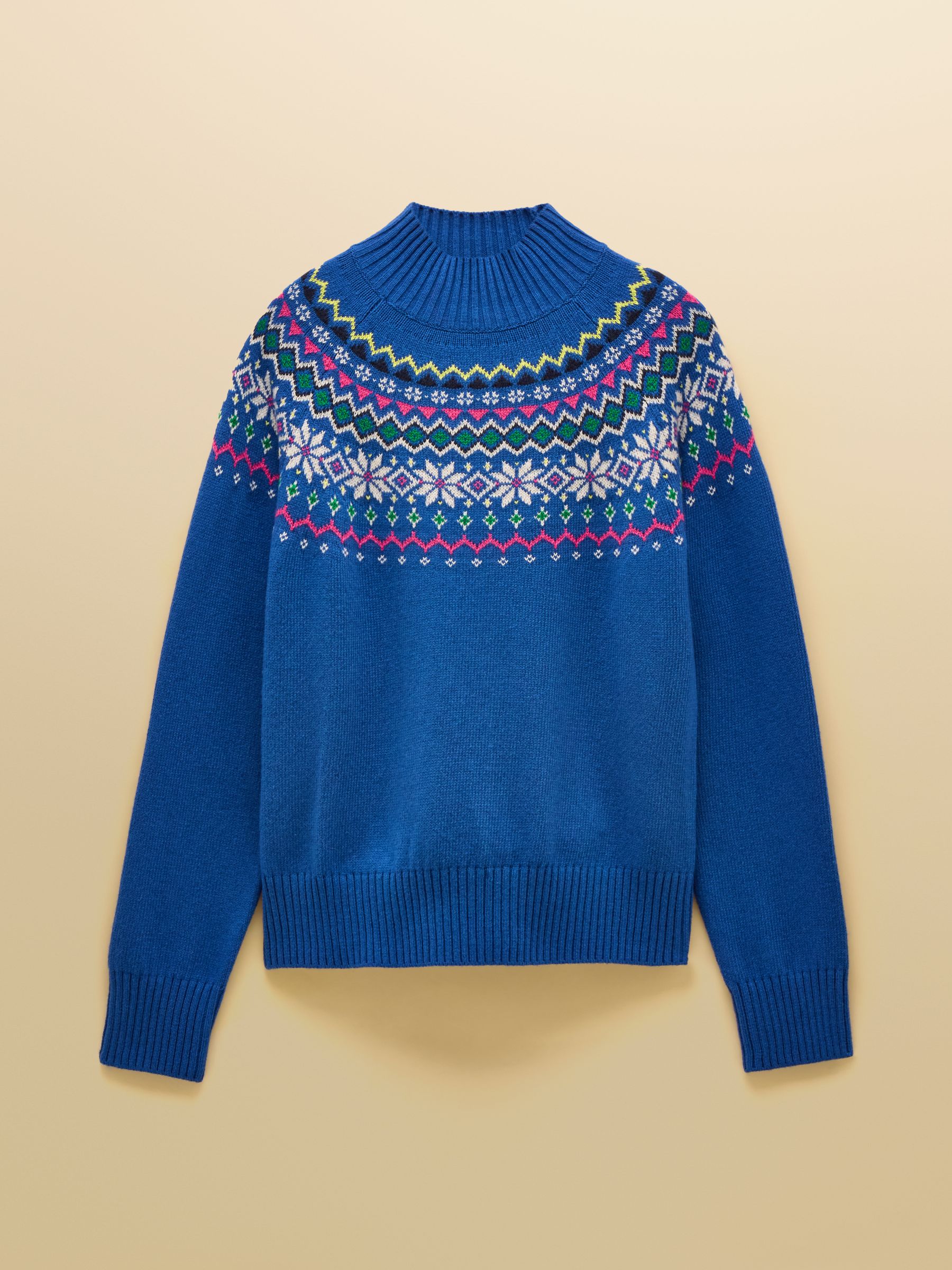 Alba Blue Fair Isle High Neck Cotton-Blend Jumper - Image 7 of 7 Alba Blue Fair Isle High Neck Cotton-Blend Jumper - Image 7 of 7