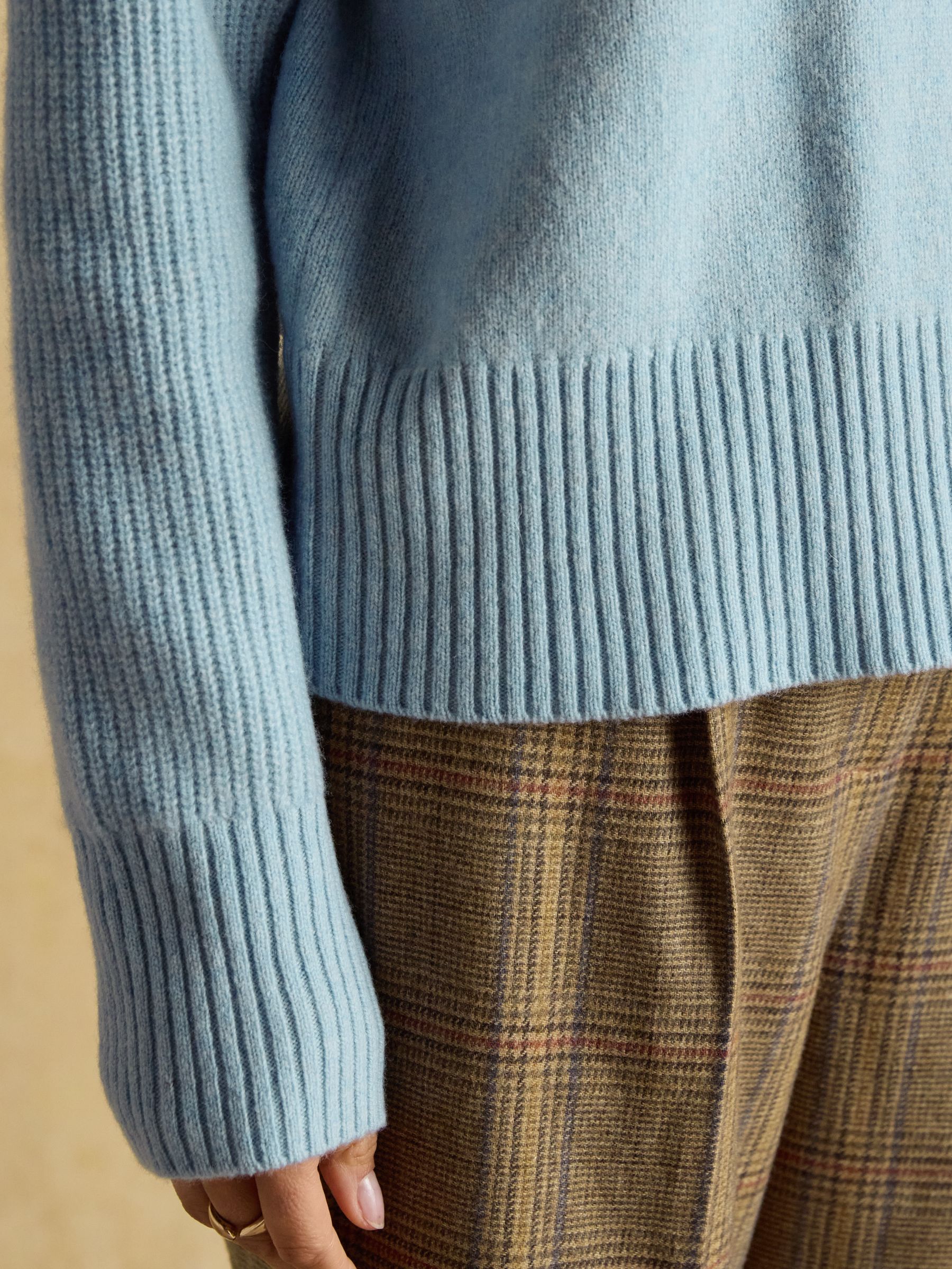 May Blue 100% Merino Wool Jumper with Detachable Roll Neck - Image 3 of 10