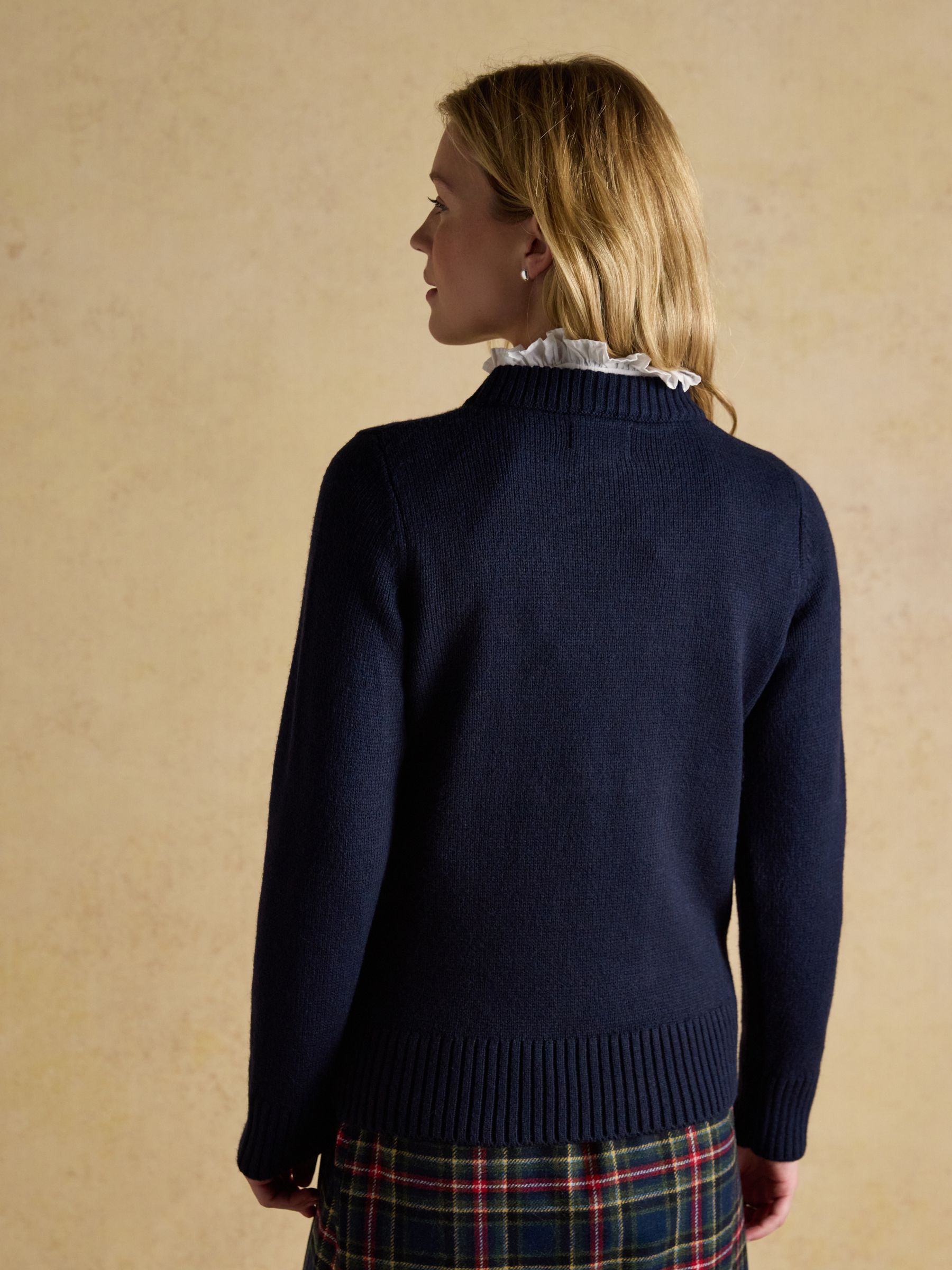Noelle Navy Horse Embroidered Knitted Christmas Jumper - Image 4 of 9
