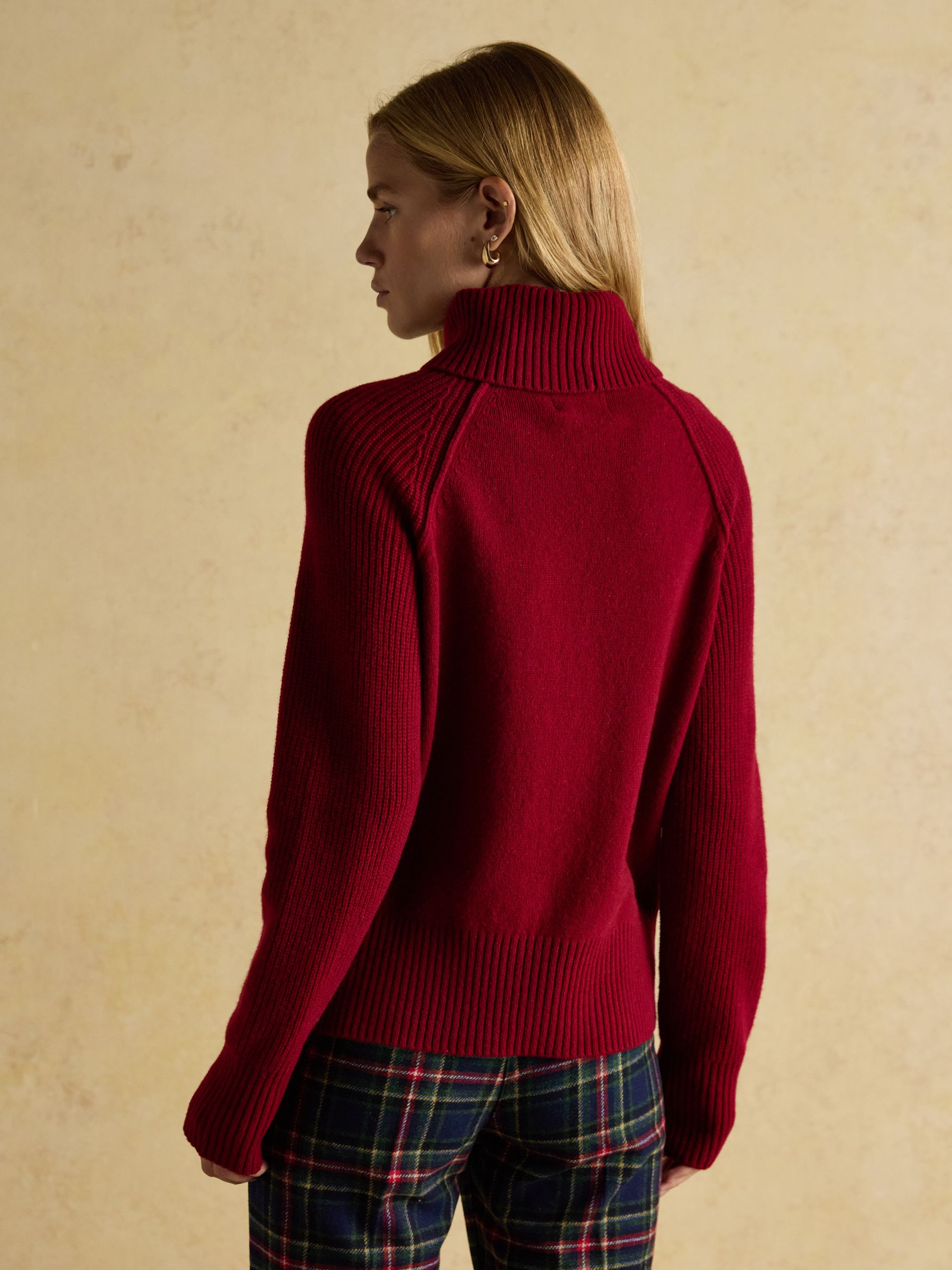 May Wine Red 100% Merino Wool Jumper with Detachable Roll Neck - Image 2 of 10