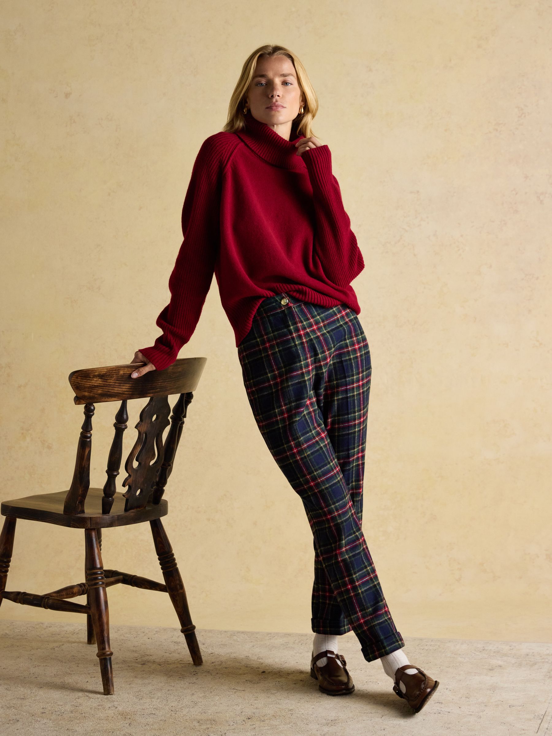 May Wine Red 100% Merino Wool Jumper with Detachable Roll Neck - Image 4 of 10