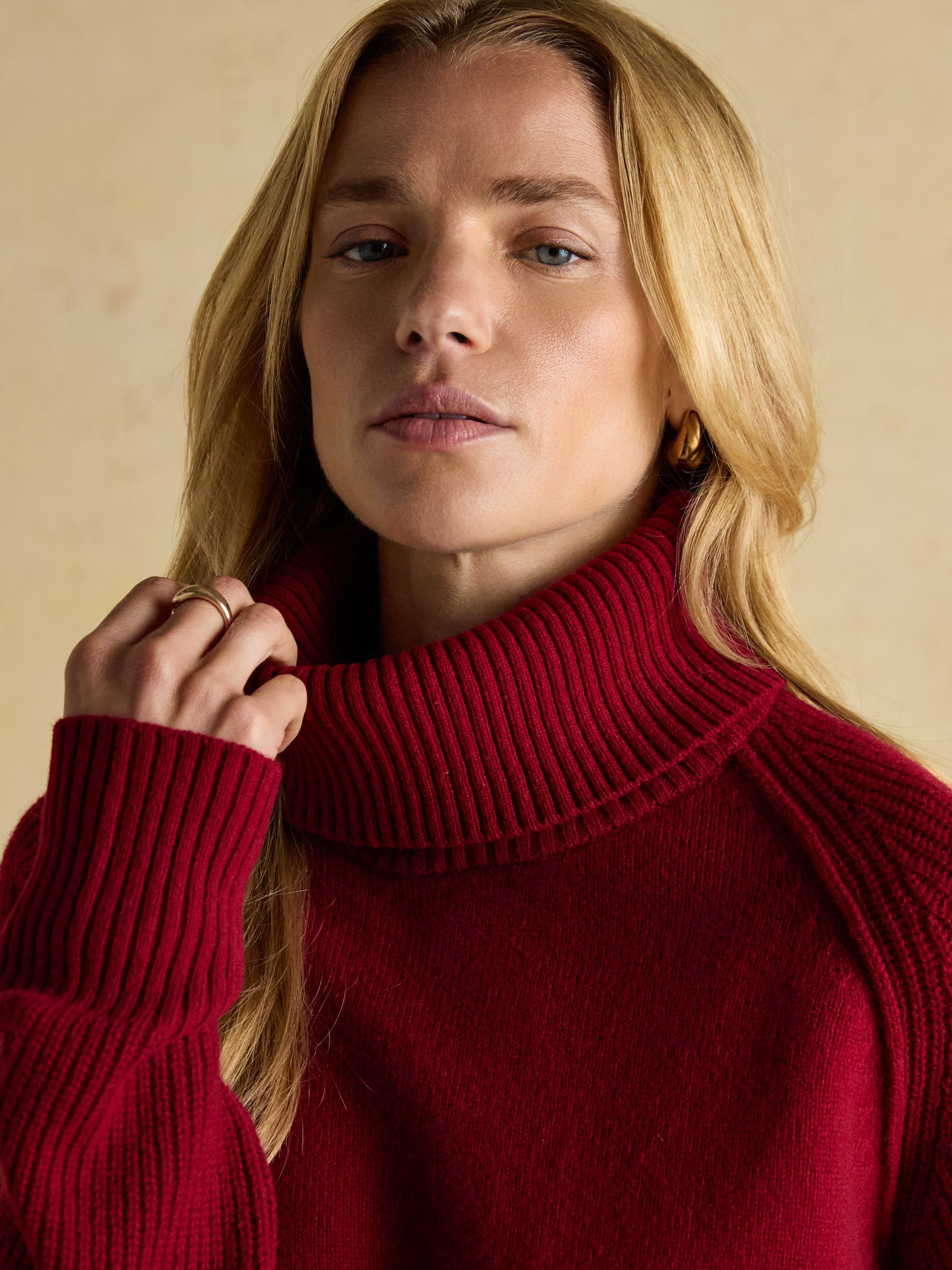 May Wine Red 100% Merino Wool Jumper with Detachable Roll Neck - Image 5 of 10