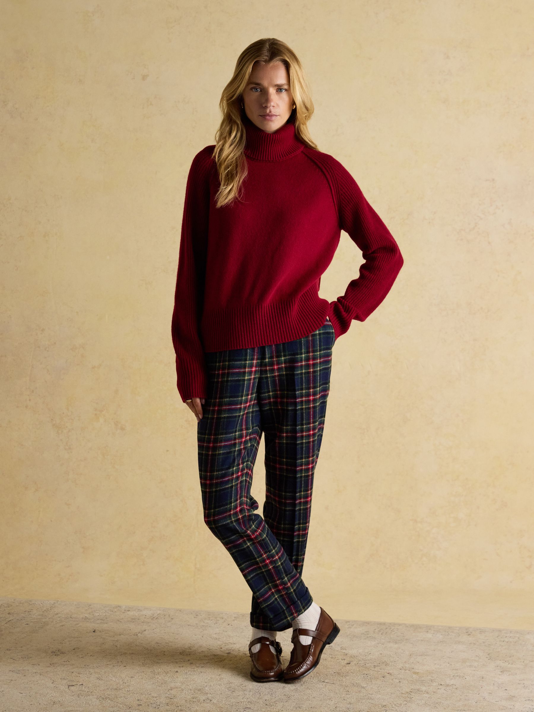 May Wine Red 100% Merino Wool Jumper with Detachable Roll Neck - Image 6 of 10