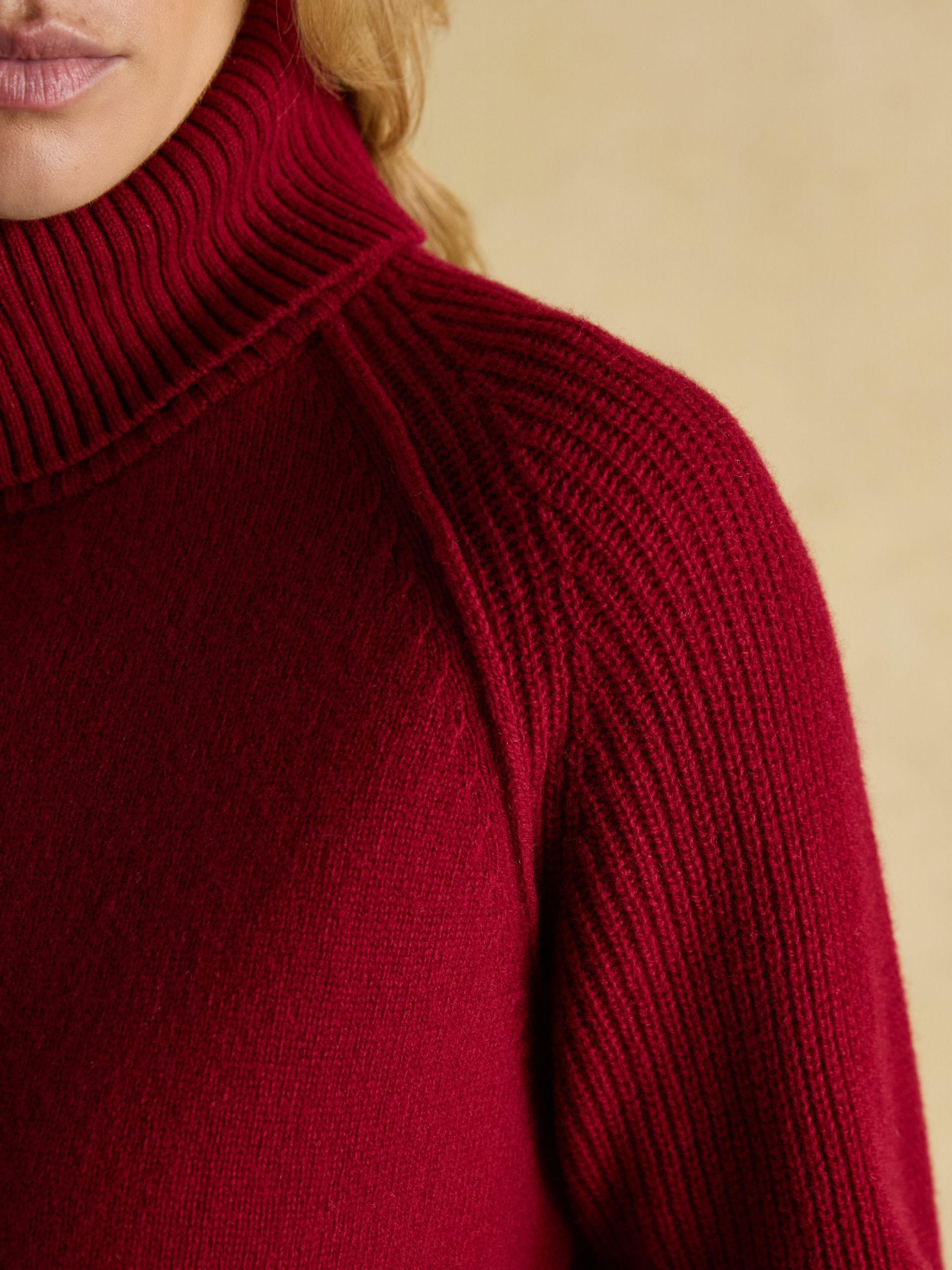 May Wine Red 100% Merino Wool Jumper with Detachable Roll Neck - Image 7 of 10