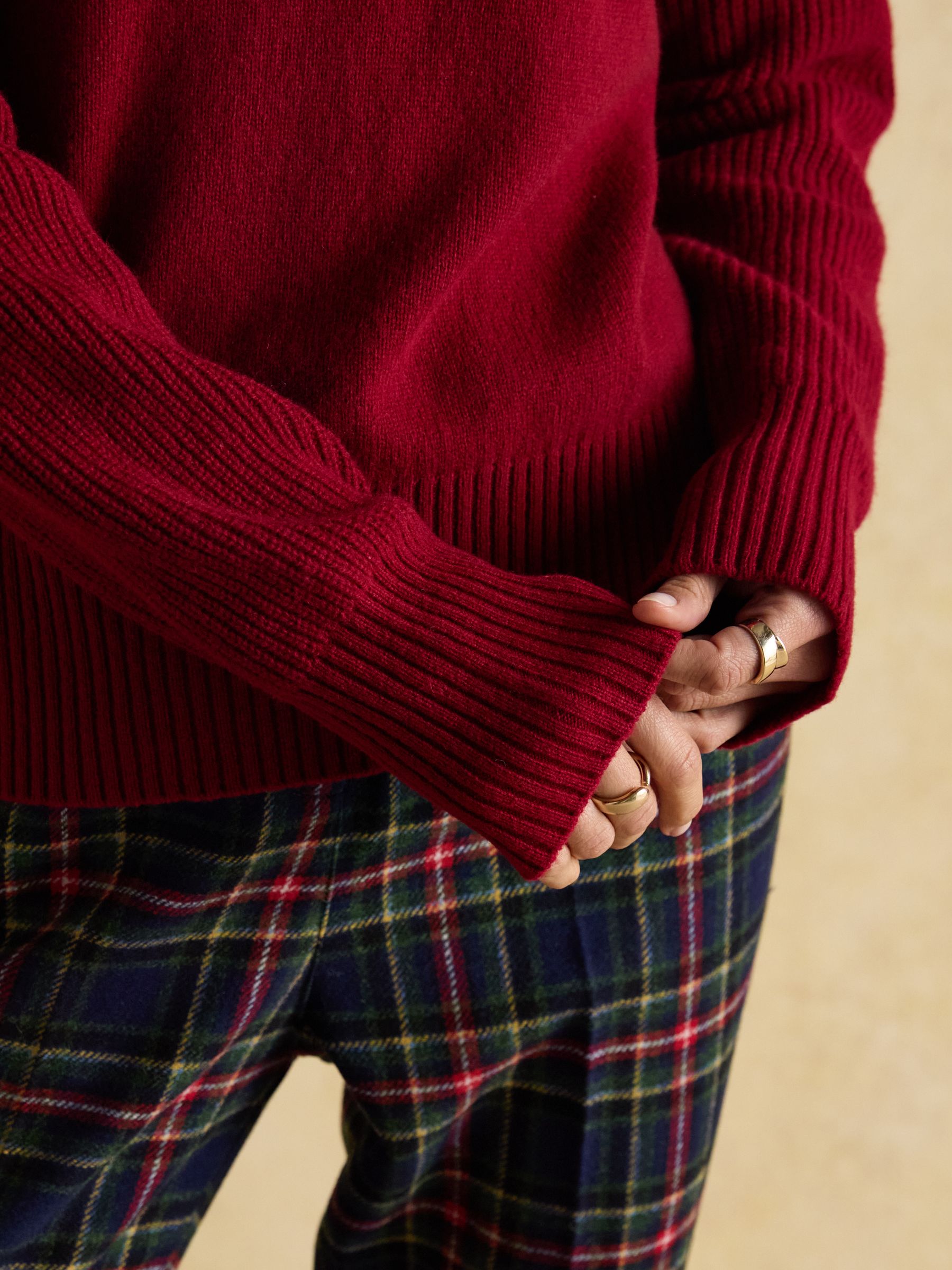 May Wine Red 100% Merino Wool Jumper with Detachable Roll Neck - Image 8 of 10