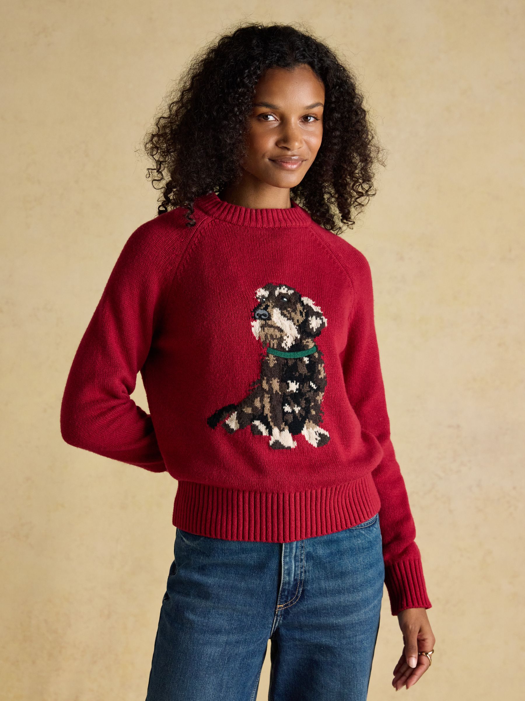 Intarsia Red Dachshund Dog Cotton Blend Regular Fit Jumper - Image 2 of 9 Intarsia Red Dachshund Dog Cotton Blend Regular Fit Jumper - Image 2 of 9