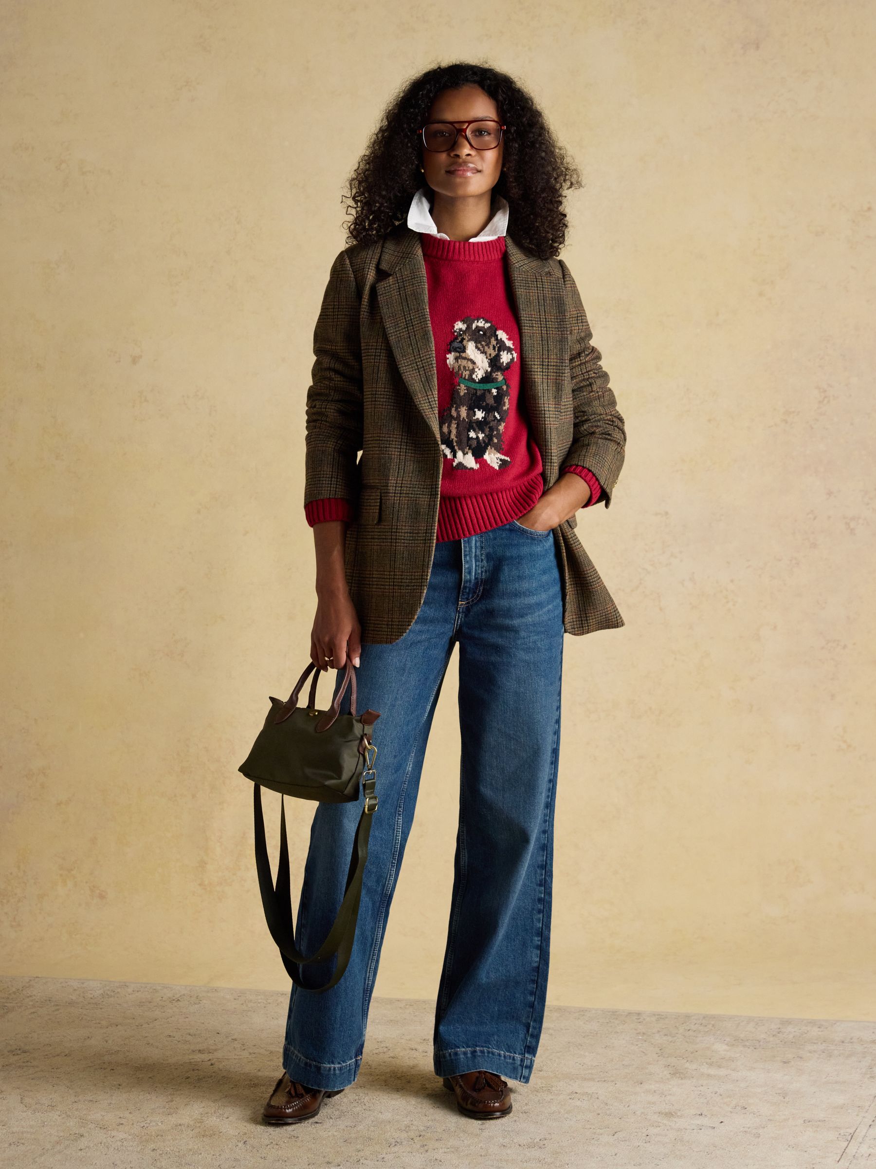 Intarsia Red Dachshund Dog Cotton Blend Regular Fit Jumper - Image 8 of 9