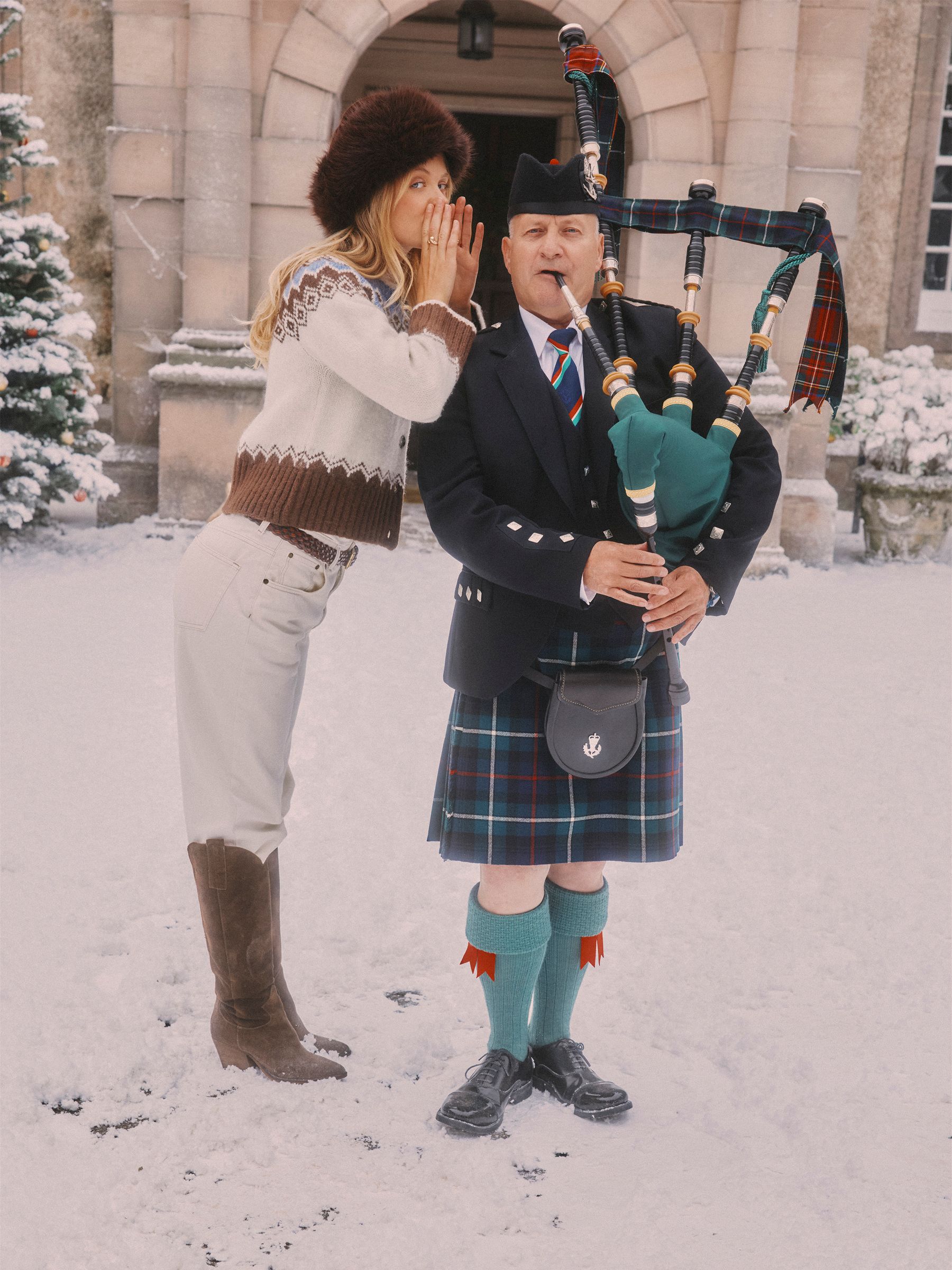 Fairisle Yoke Cream & Brown Knitted Cardigan - Image 2 of 11