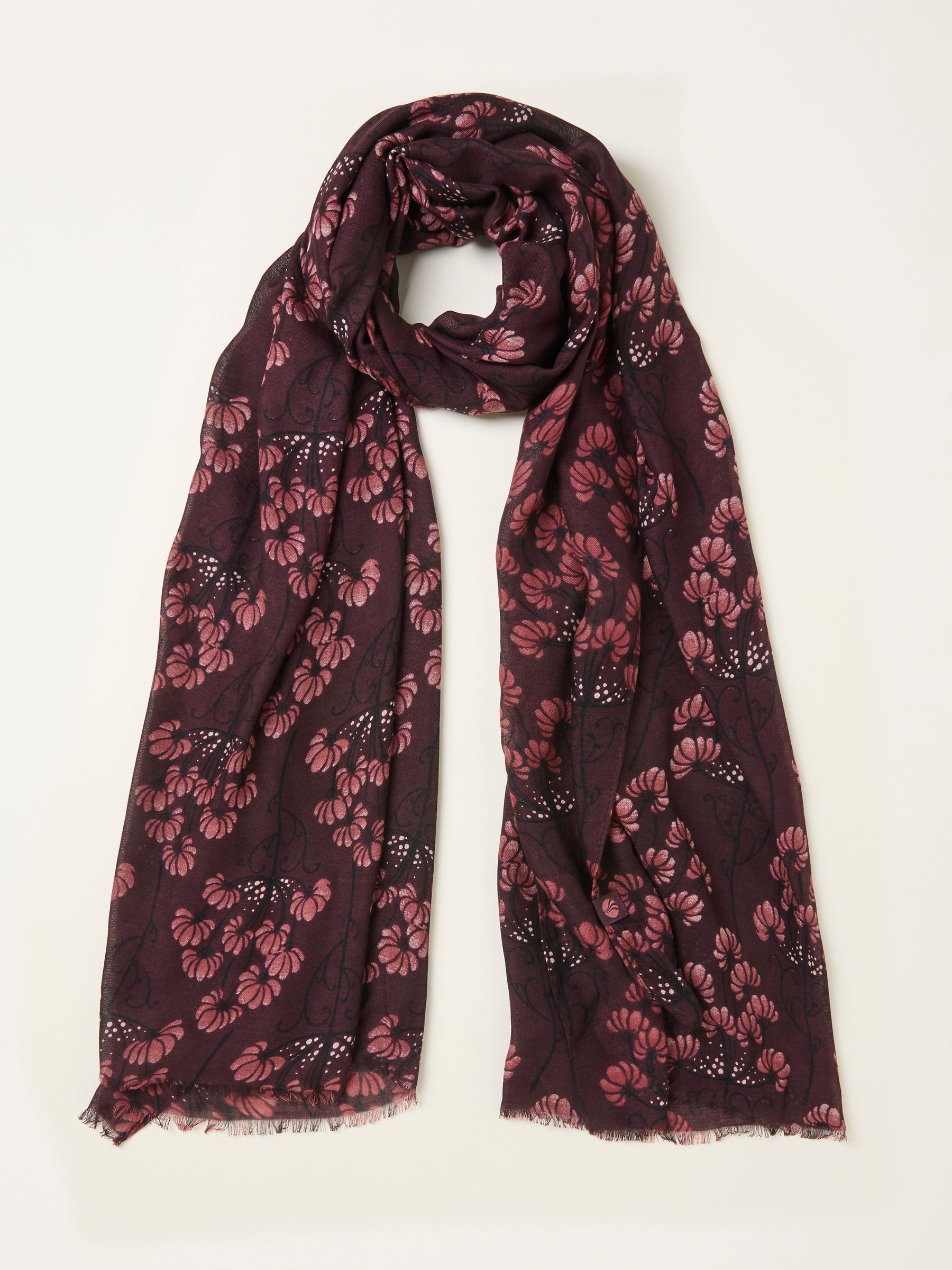 Burgundy Red Meadow Floral Scarf - Image 1 of 2