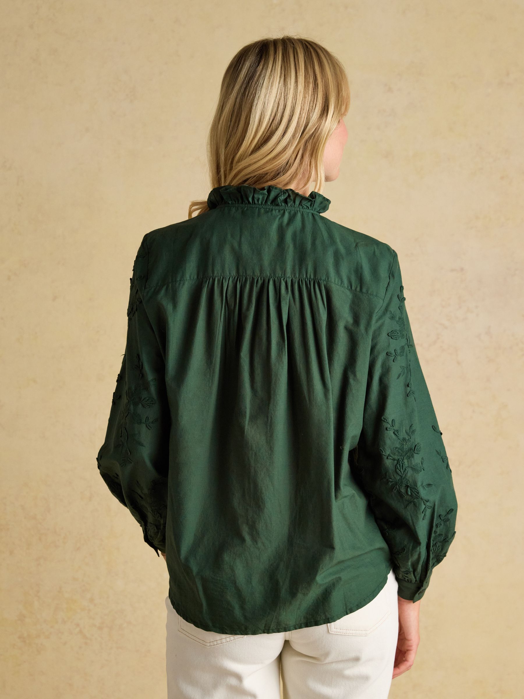 Melanie Green Embroidered Ruffle Blouse - Image 2 of 7