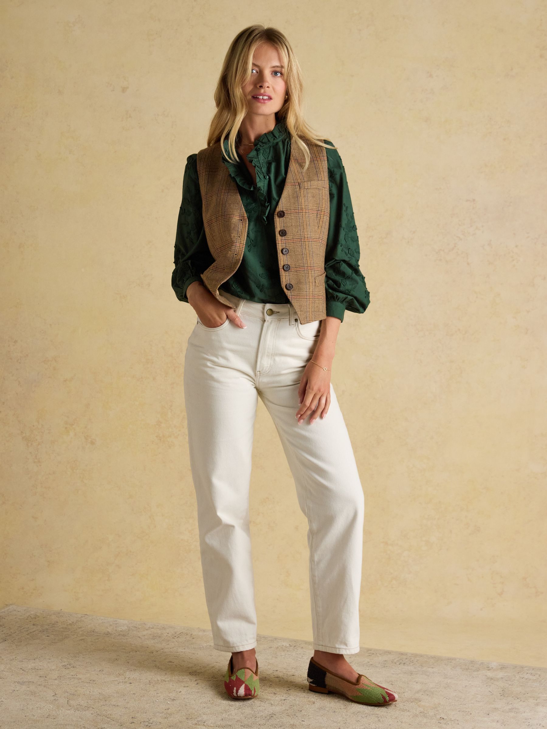 Melanie Green Embroidered Ruffle Blouse - Image 4 of 7