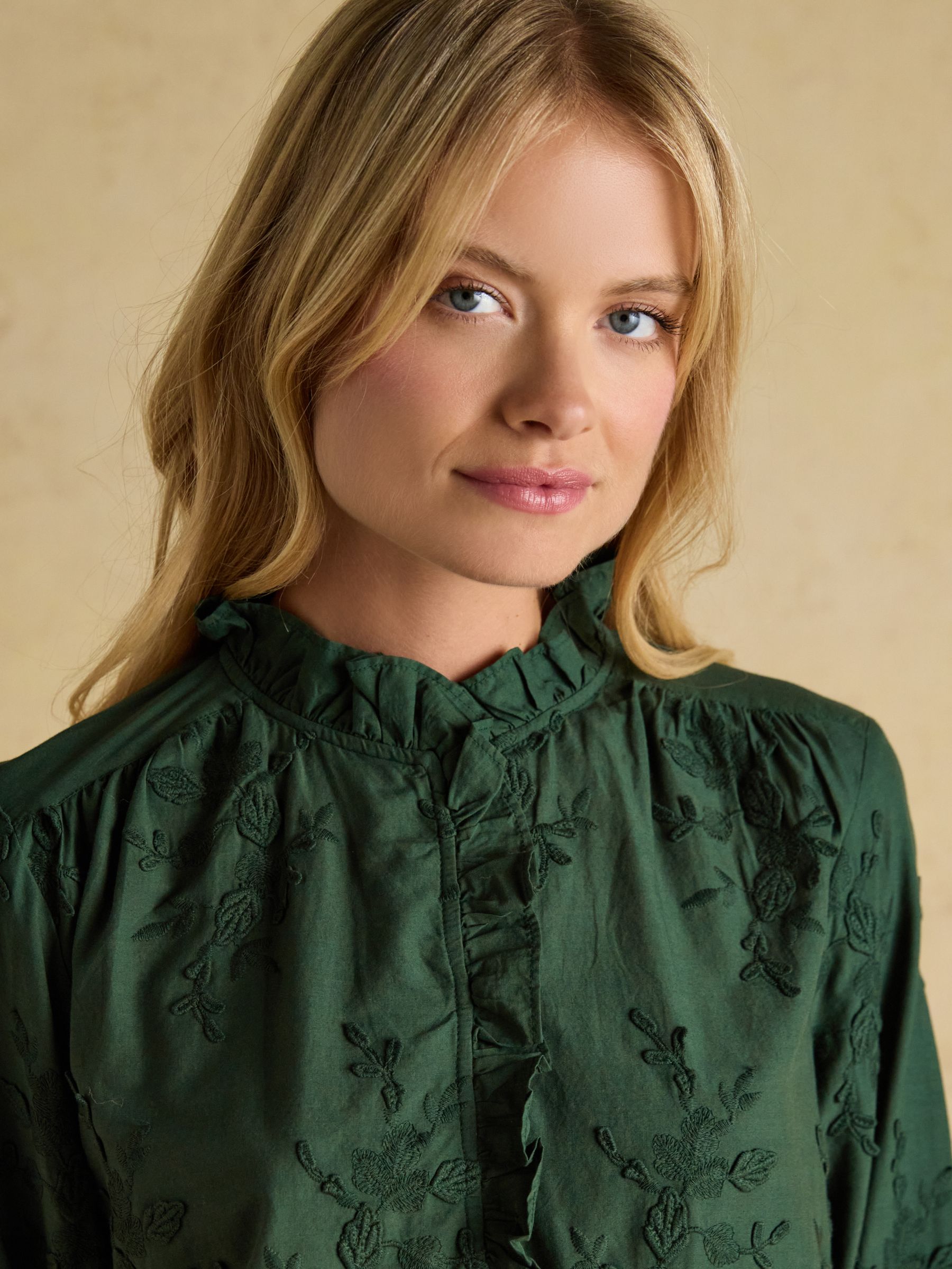 Melanie Green Embroidered Ruffle Blouse - Image 5 of 7