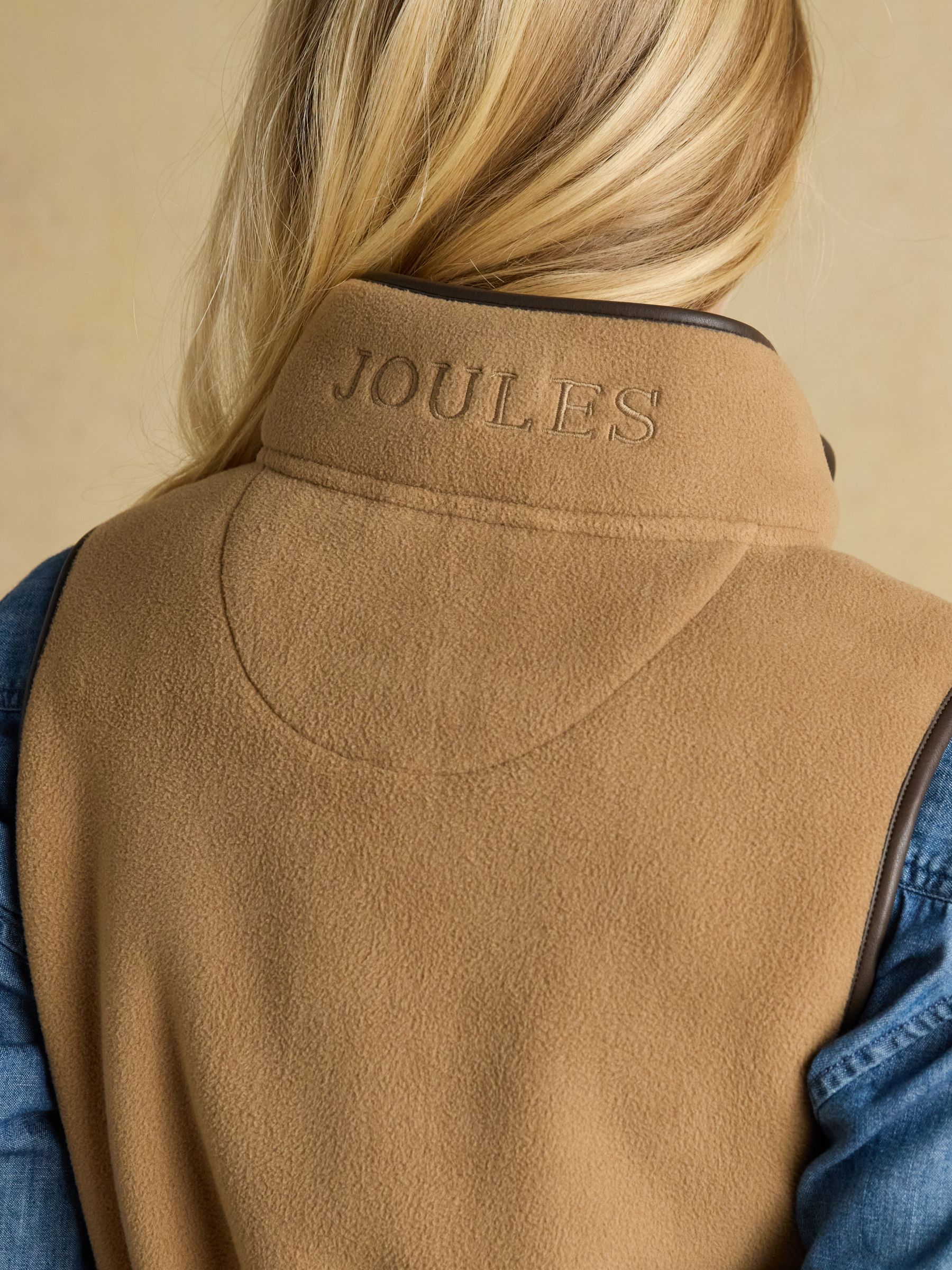 Heritage Tan Regular Fleece Gilet | Joules