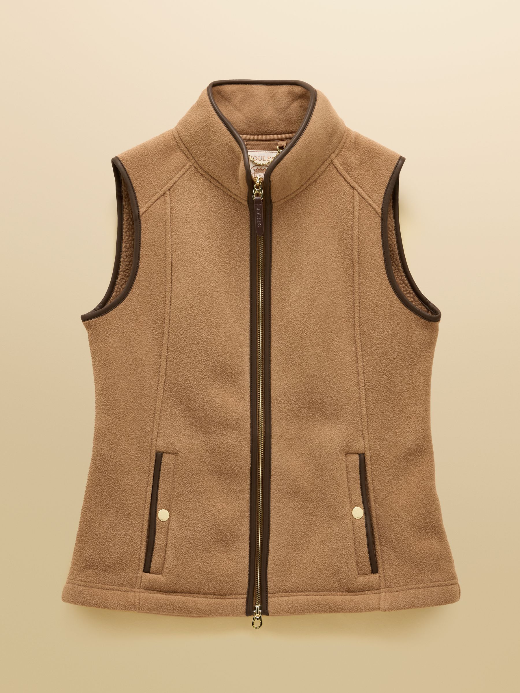 Heritage Tan Regular Fleece Gilet | Joules